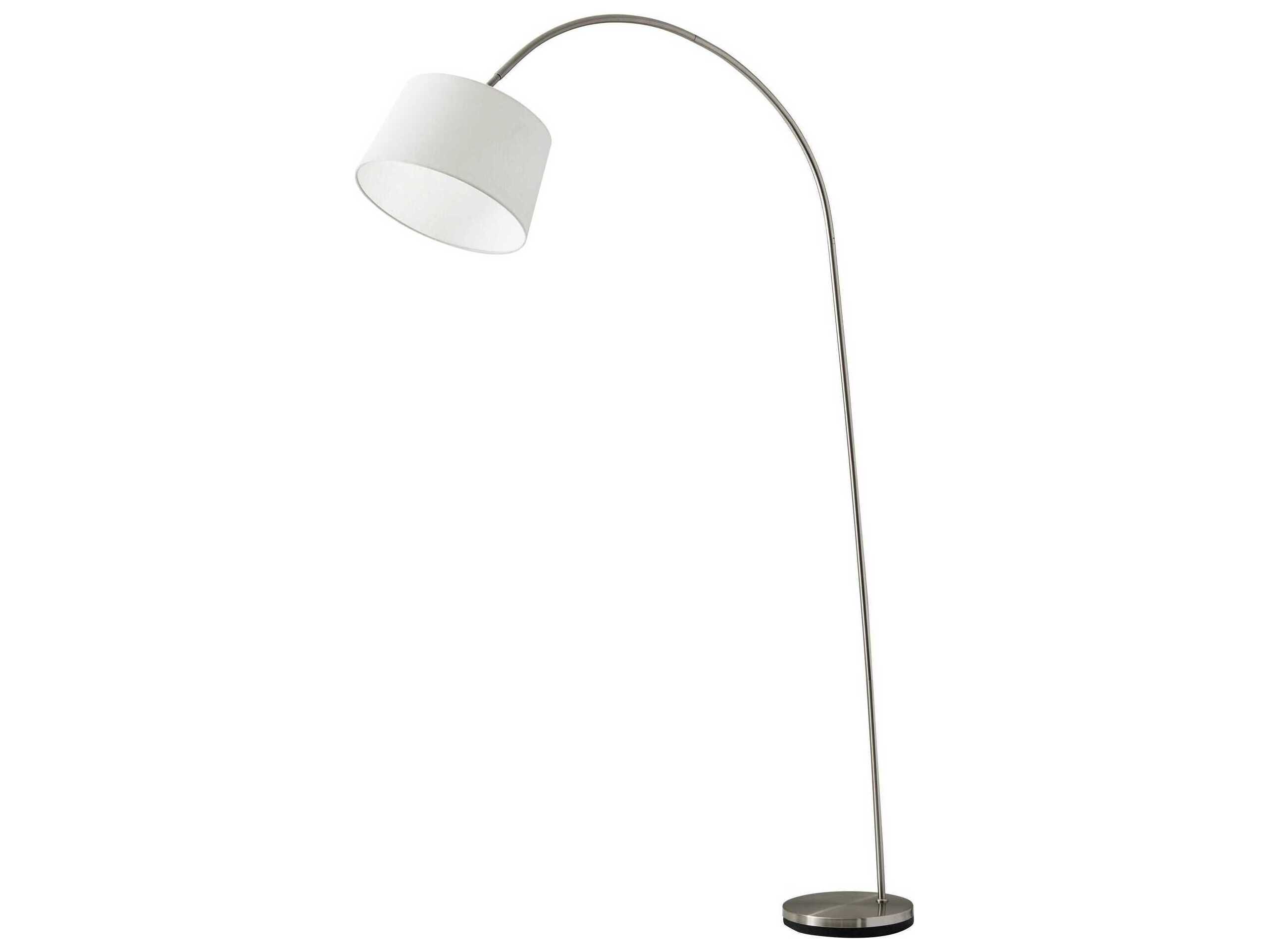 Adesso Goliath Brushed Steel Natural Linen Floor Lamp