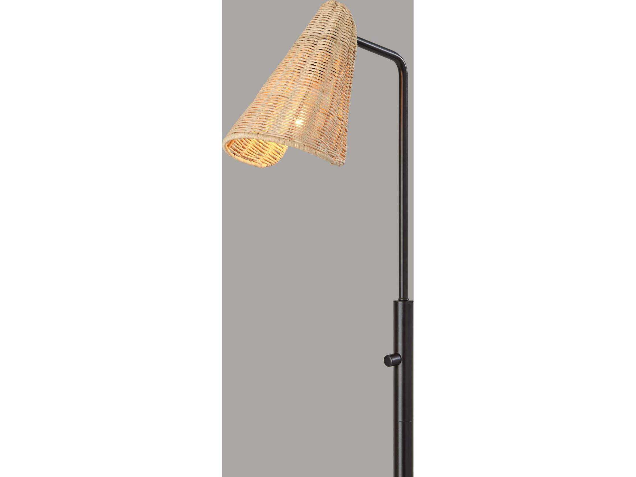 Adesso Cove Black Natural Rattan Floor Lamp