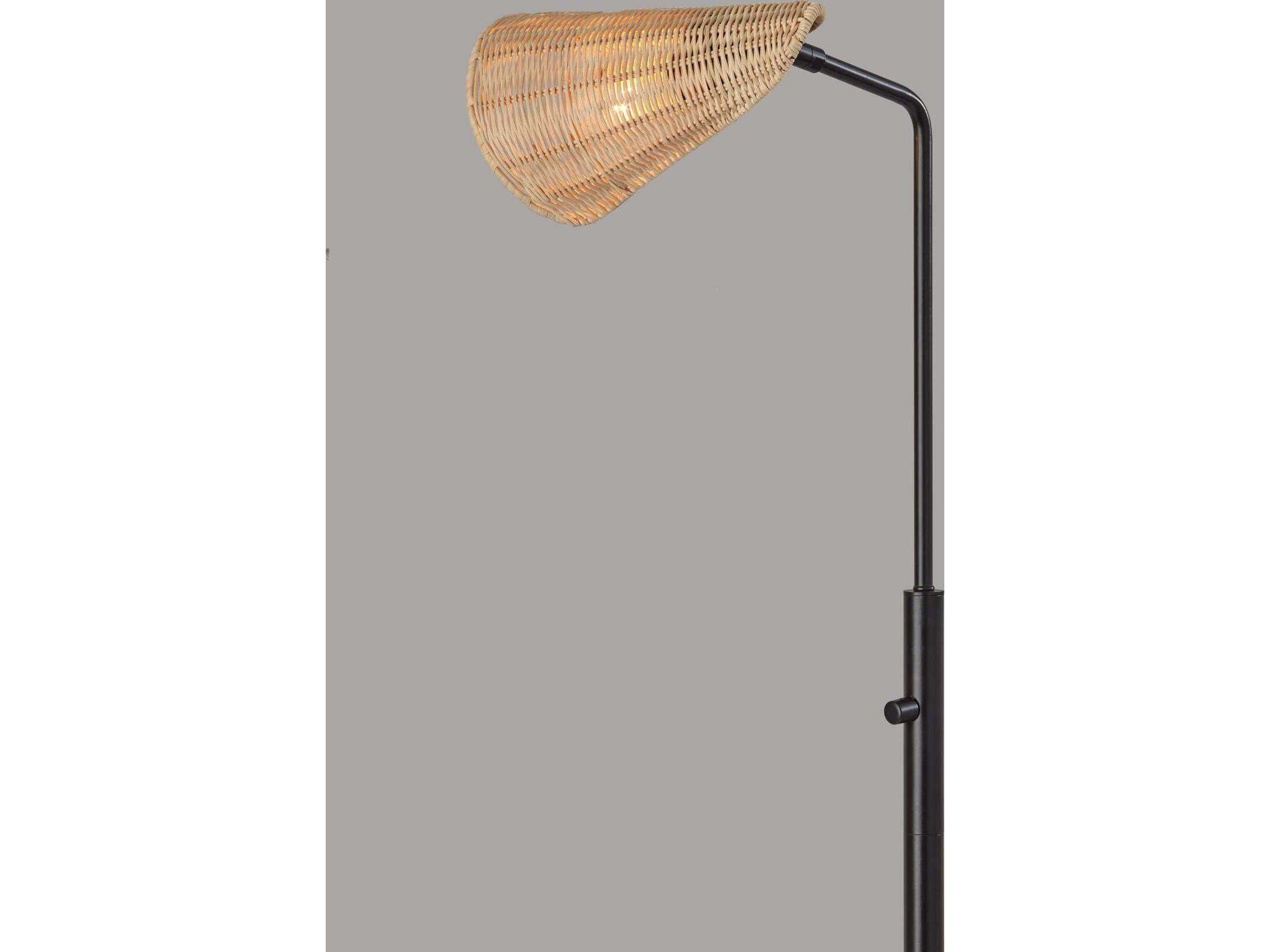Adesso Cove Black Natural Rattan Floor Lamp