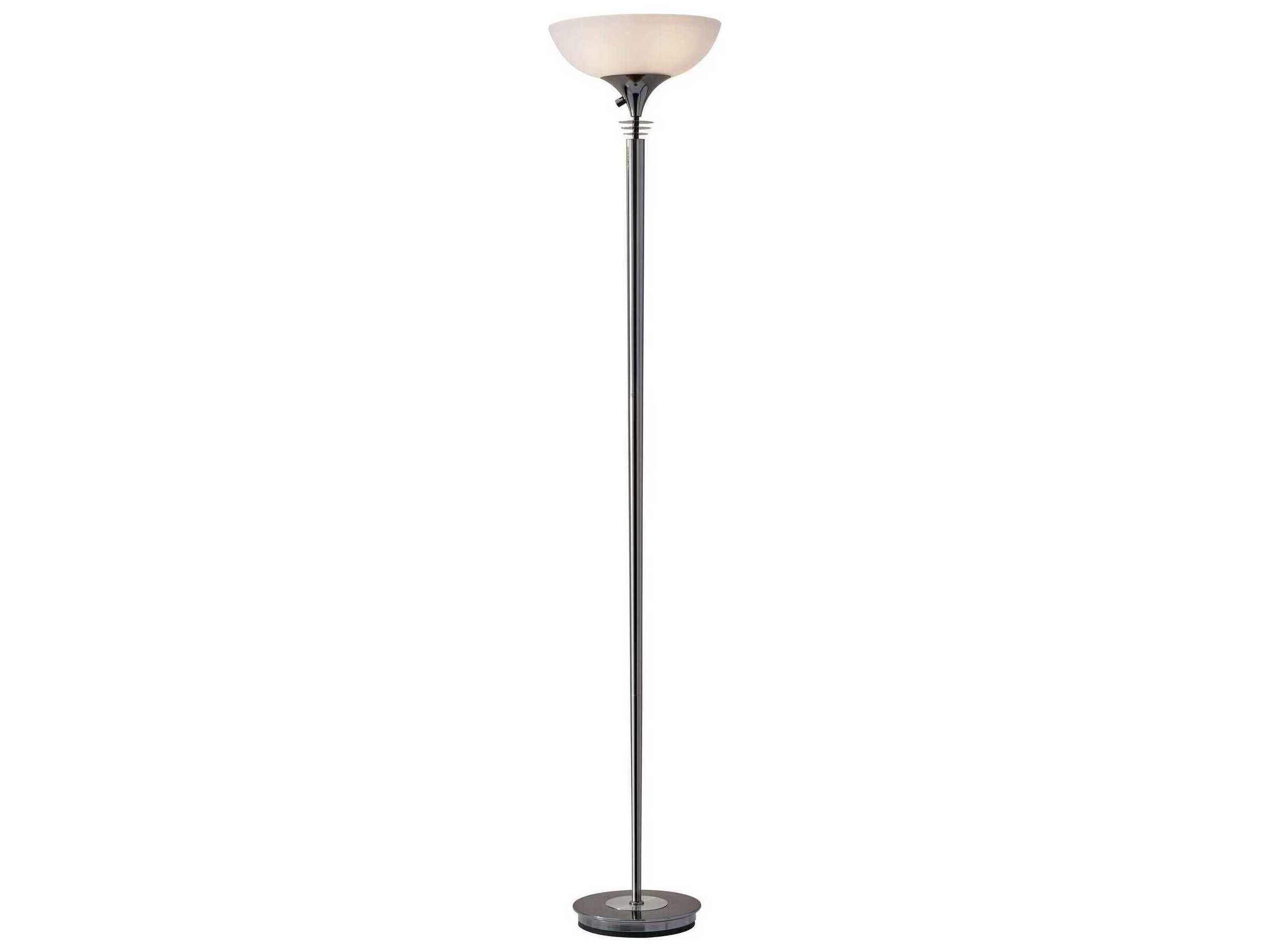 Adesso Metropolis Black Nickel Frosted Glass Floor Lamp