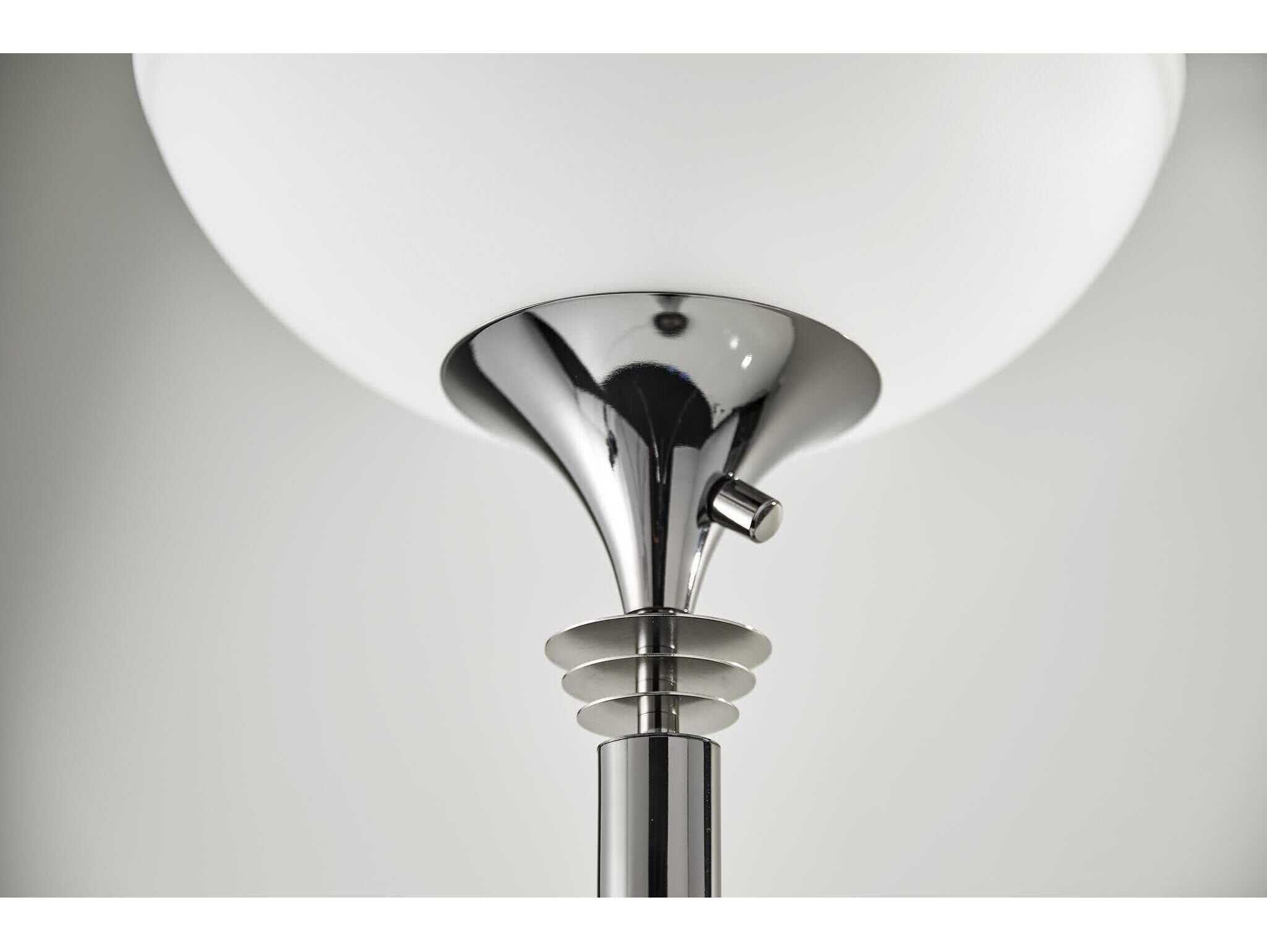 Adesso Metropolis Black Nickel Frosted Glass Floor Lamp