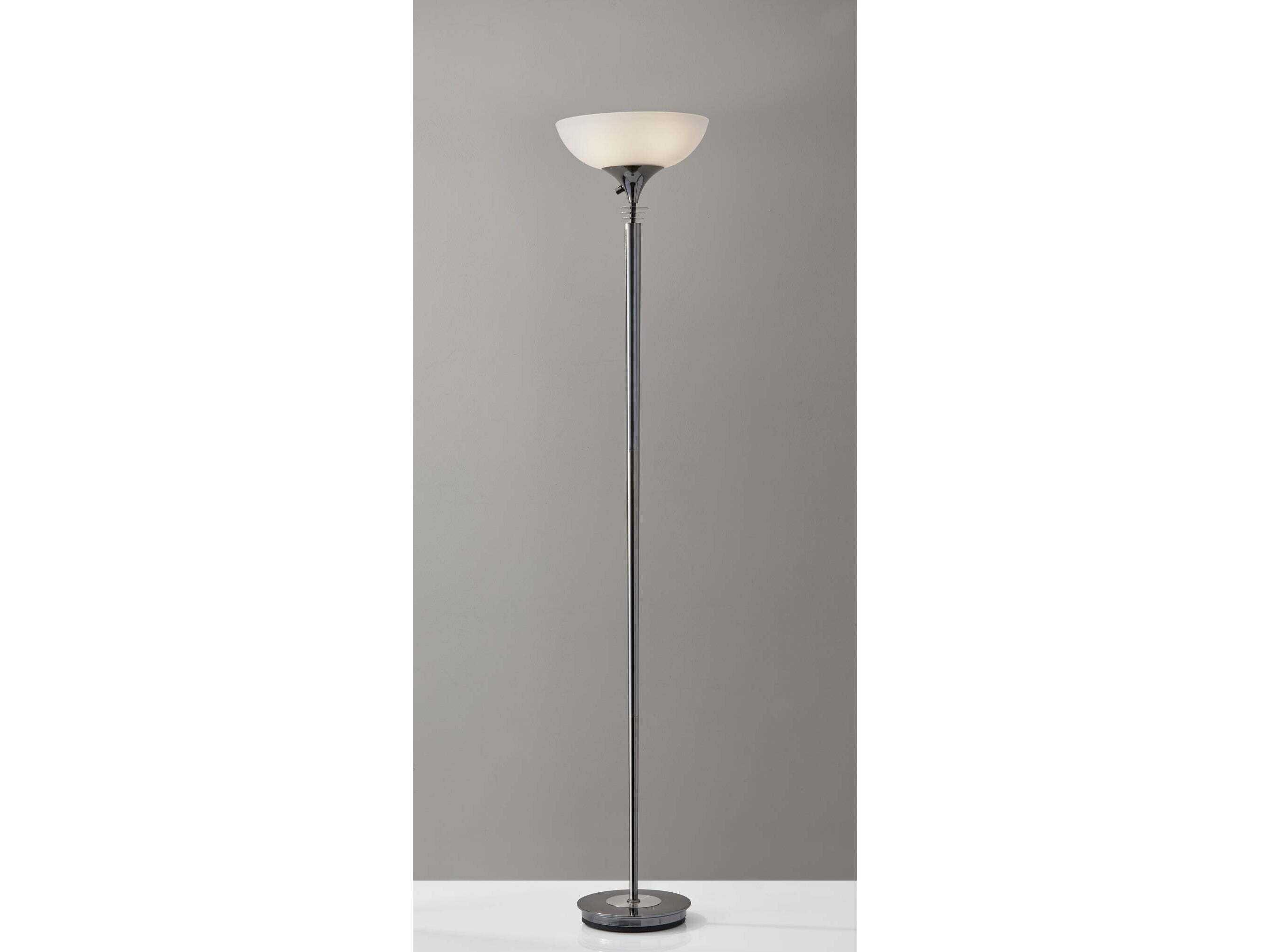 Adesso Metropolis Black Nickel Frosted Glass Floor Lamp
