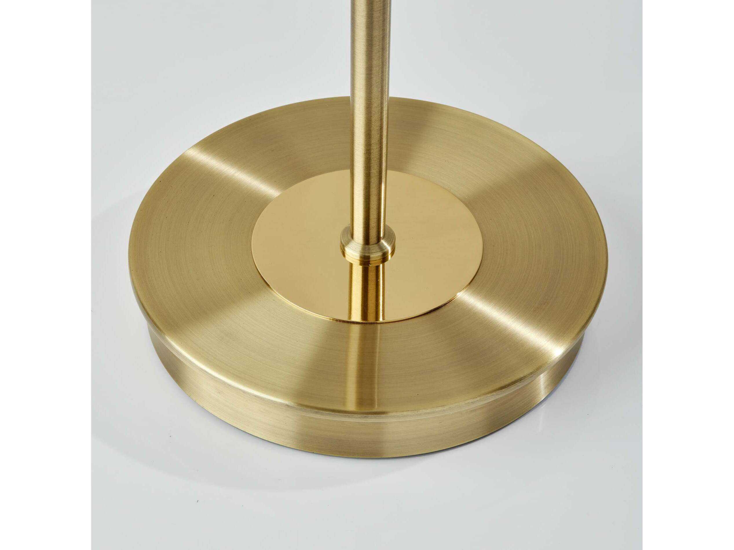 Adesso Metropolis Antique Brass Frosted Glass Floor Lamp