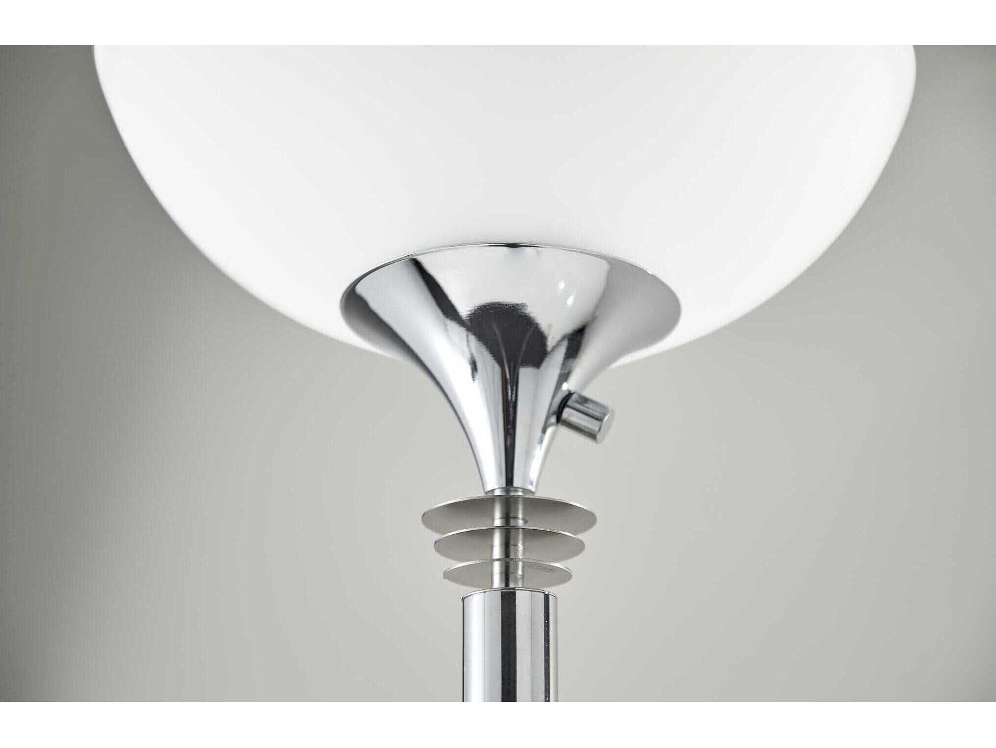 Adesso Metropolis Chrome Frosted Glass Floor Lamp