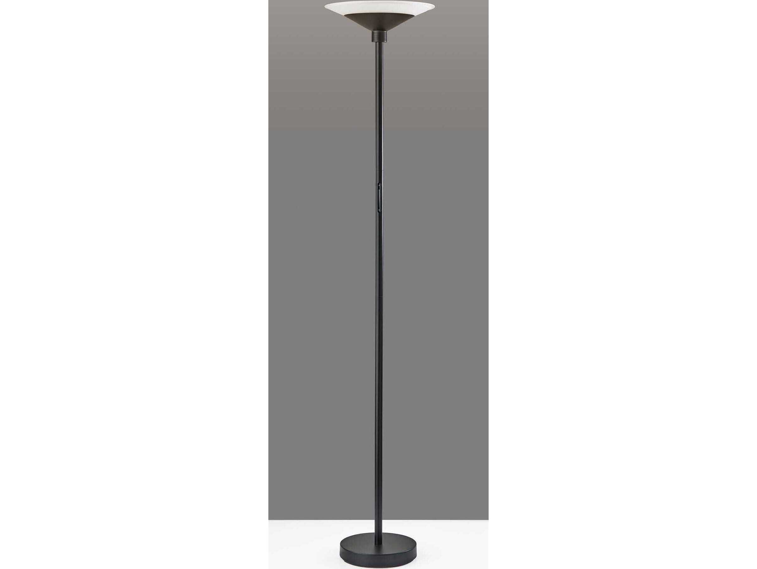 Adesso Solar Black Frosted Glass Floor Lamp