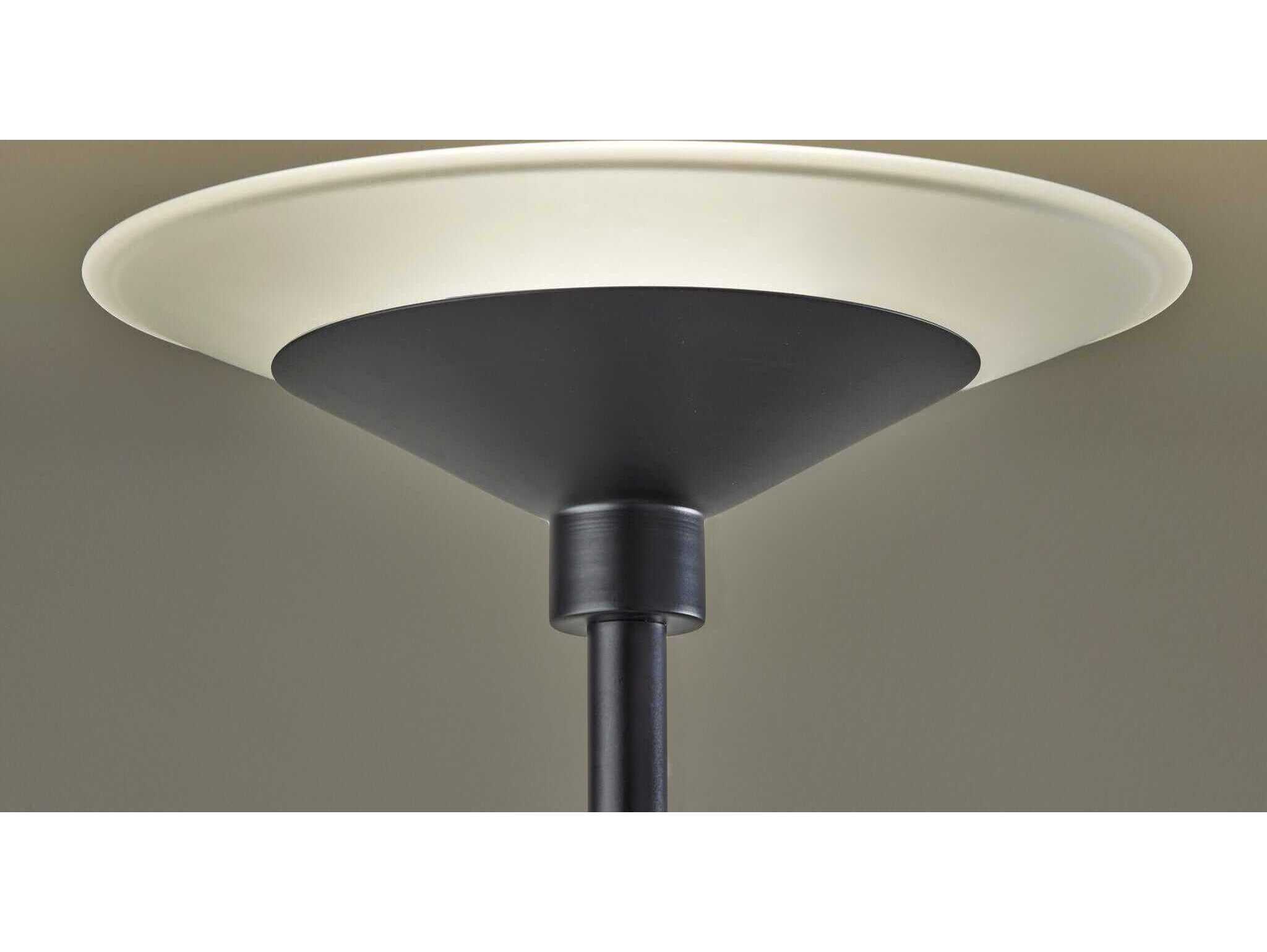 Adesso Solar Black Frosted Glass Floor Lamp