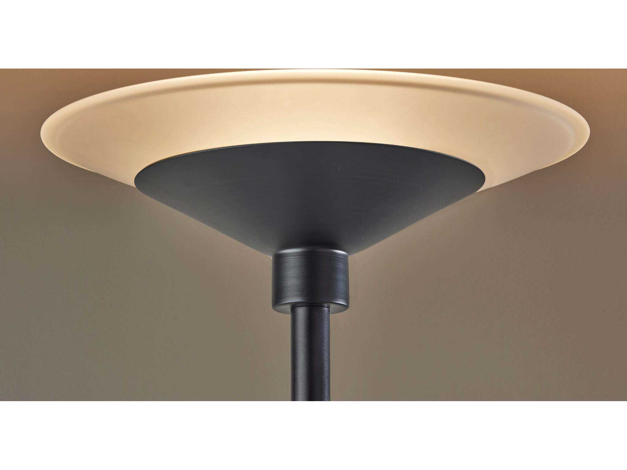 Adesso Solar Black Frosted Glass Floor Lamp