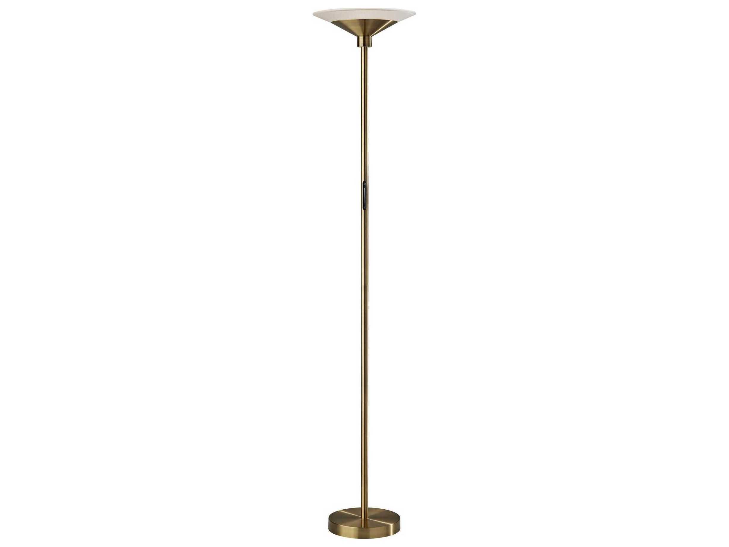 Adesso Solar Antique Brass Frosted Glass Floor Lamp