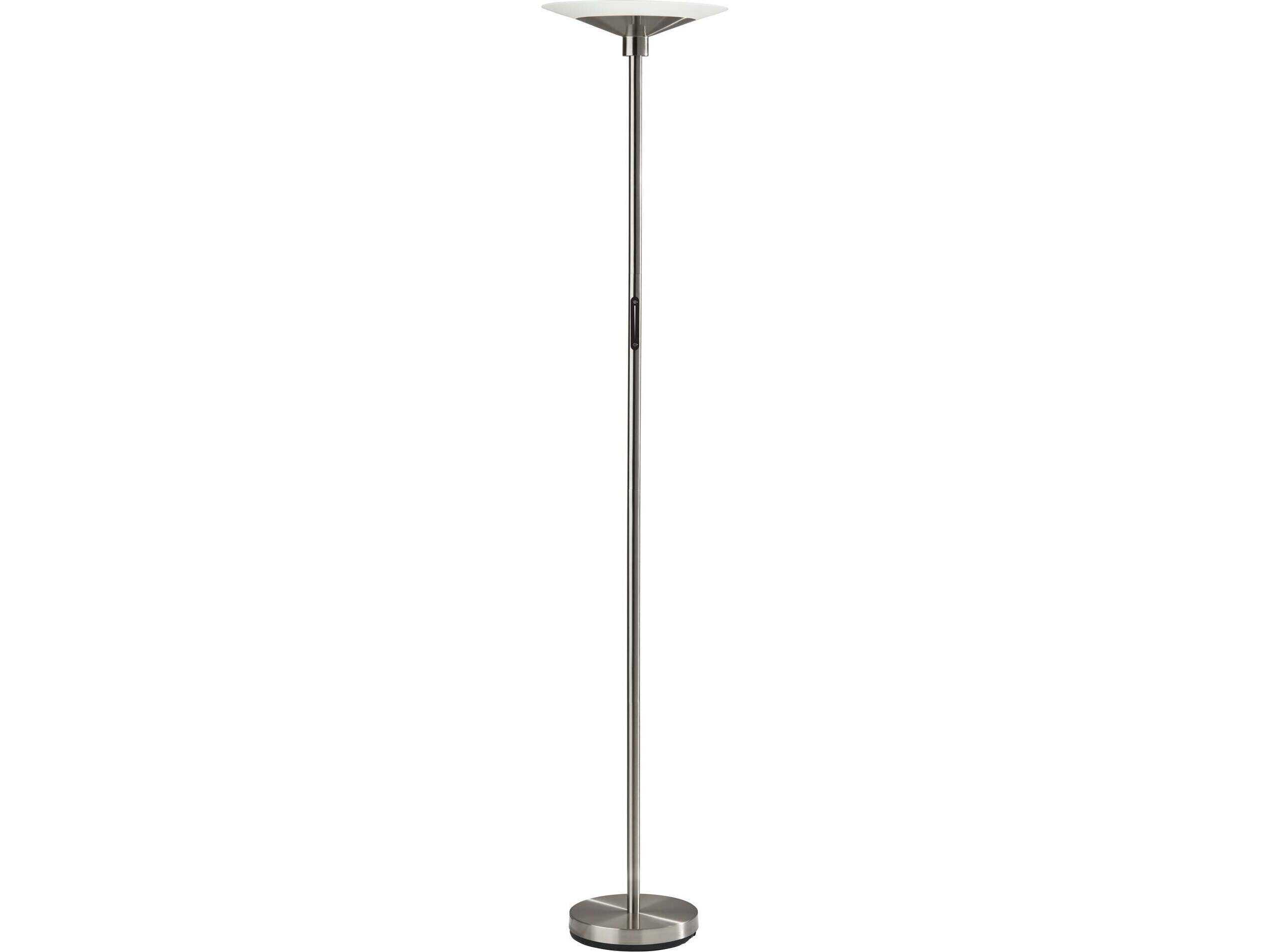 Adesso Solar Brushed Steel Frosted Glass Floor Lamp