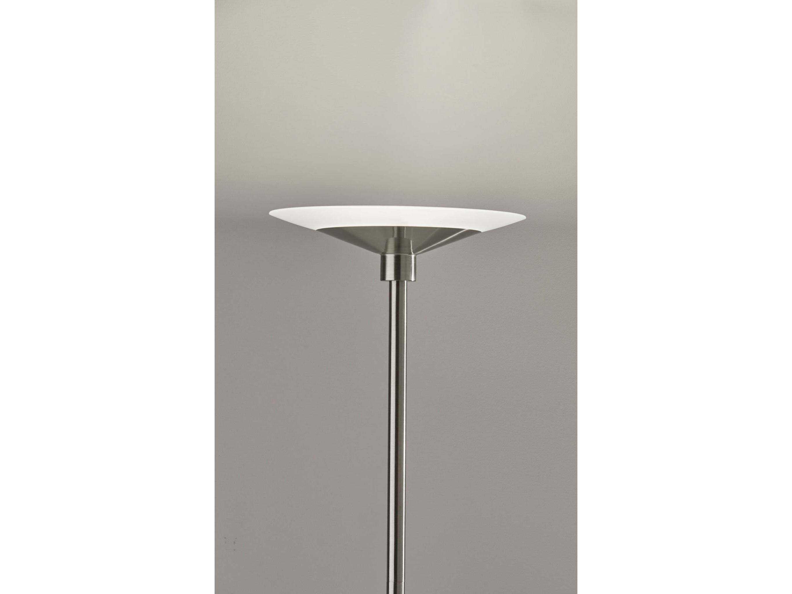 Adesso Solar Brushed Steel Frosted Glass Floor Lamp