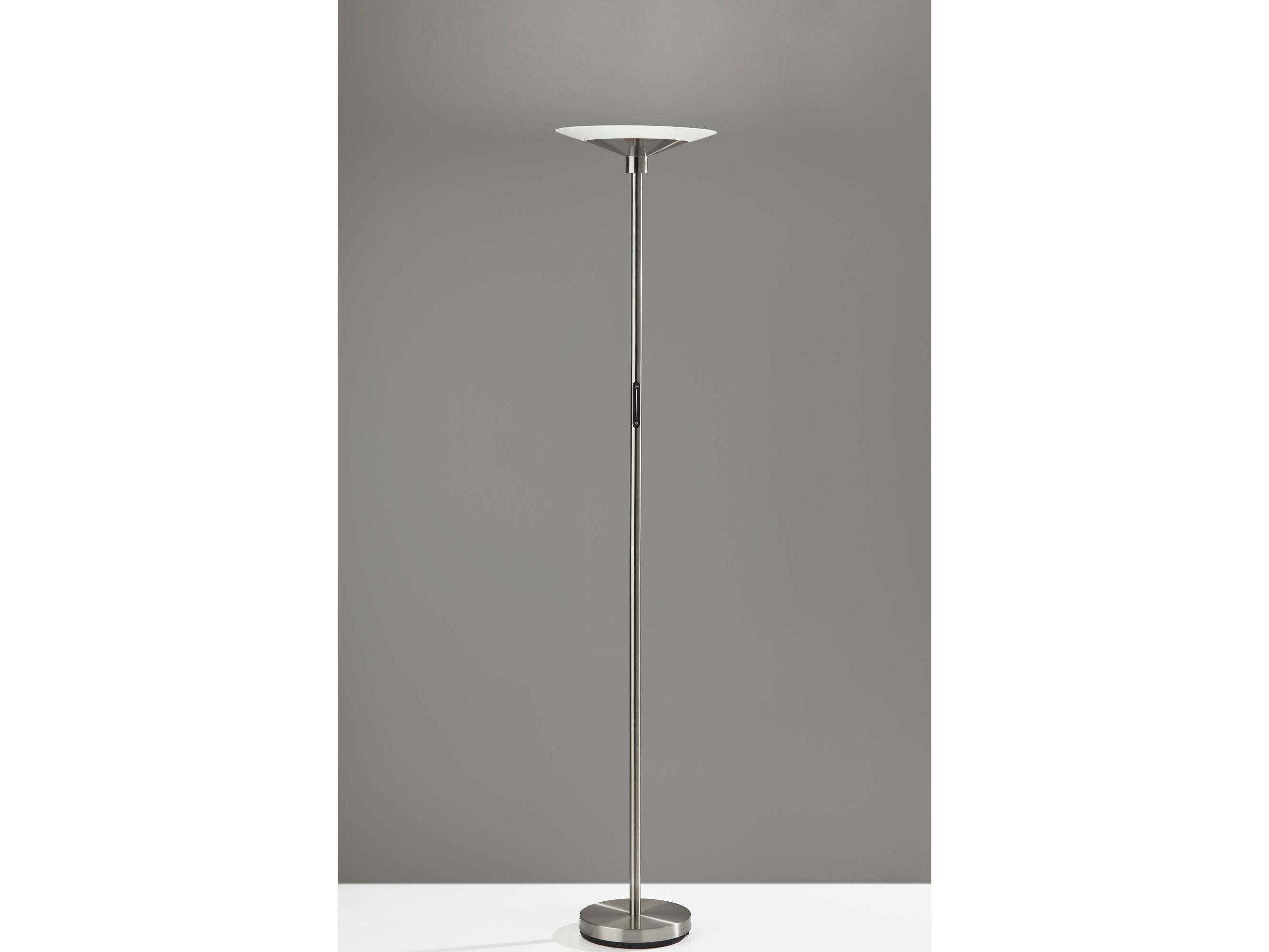 Adesso Solar Brushed Steel Frosted Glass Floor Lamp
