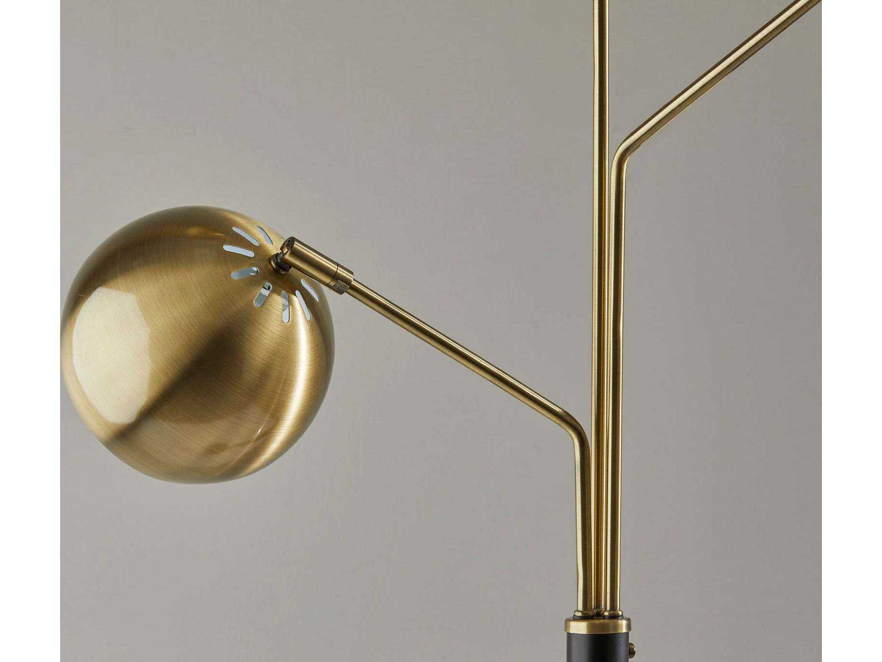 Adesso Emerson Black Antique Brass Metal Floor Lamp