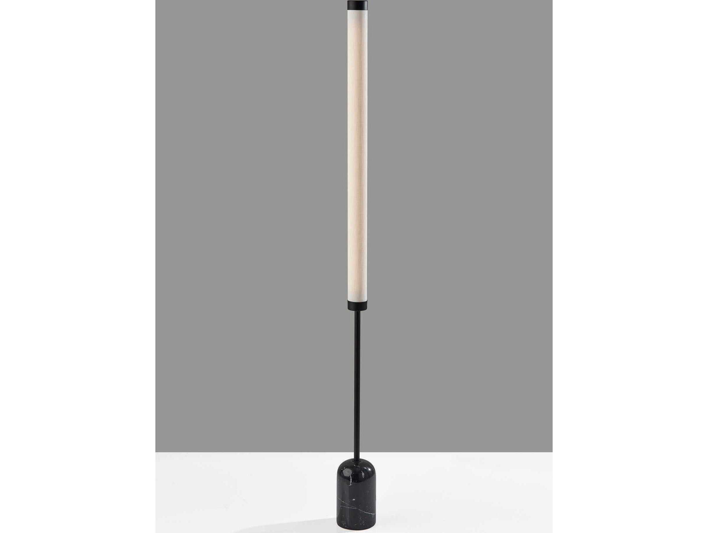 Adesso Dorsey Black White Textured Fabric Floor Lamp