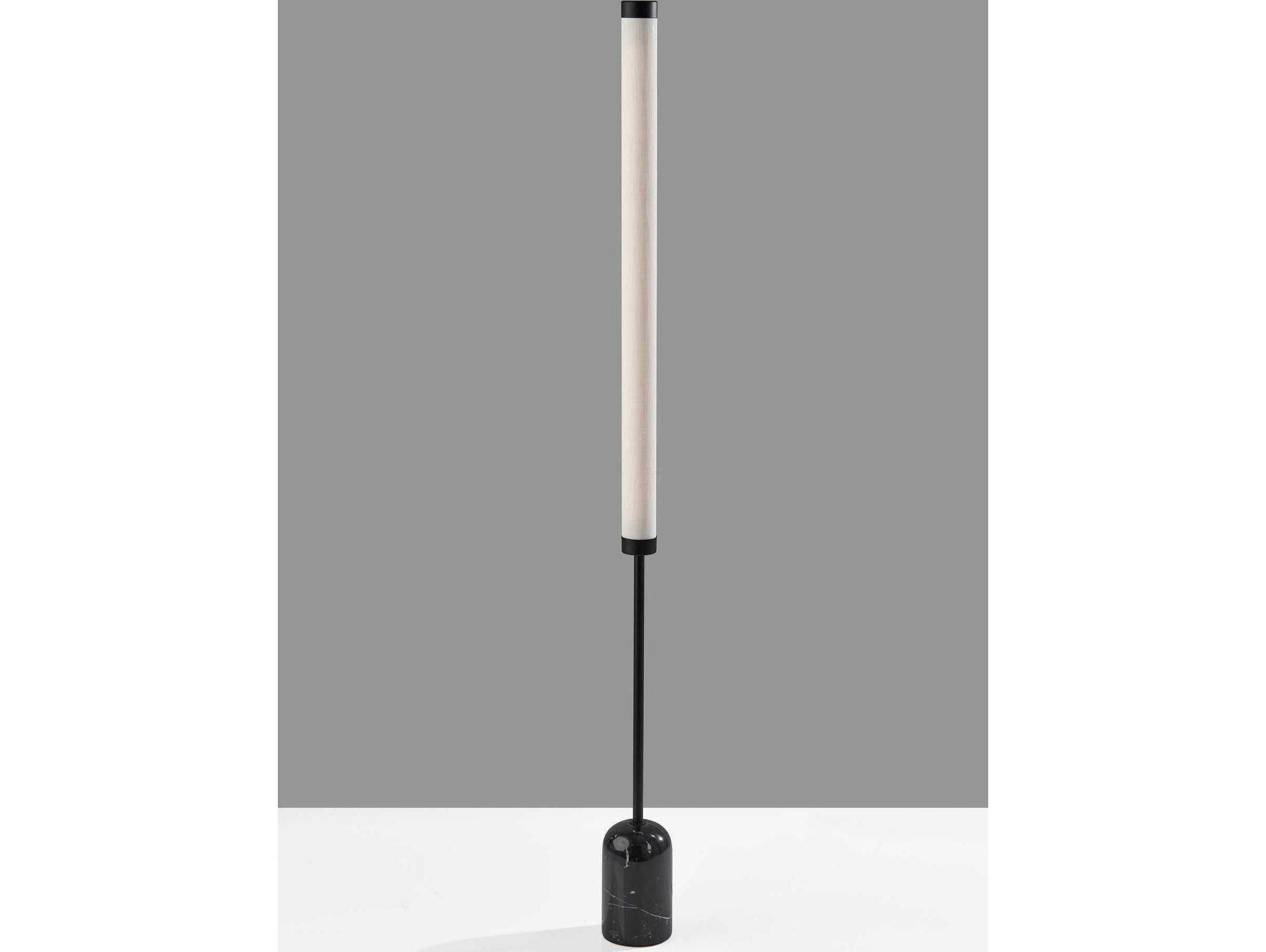 Adesso Dorsey Black White Textured Fabric Floor Lamp