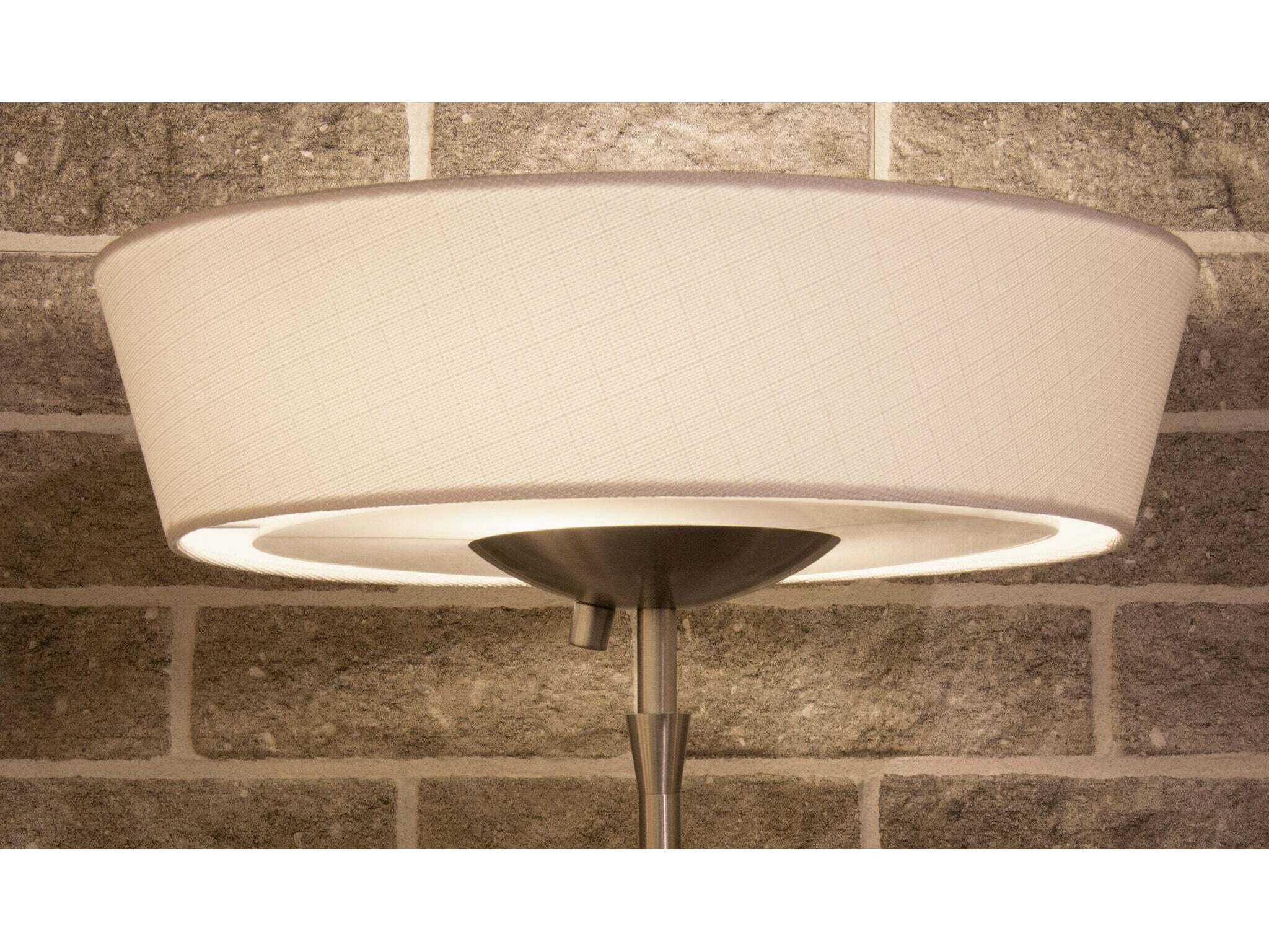 Adesso Harper Brushed Steel White Linen With Frosted Diffuser Floor Lamp