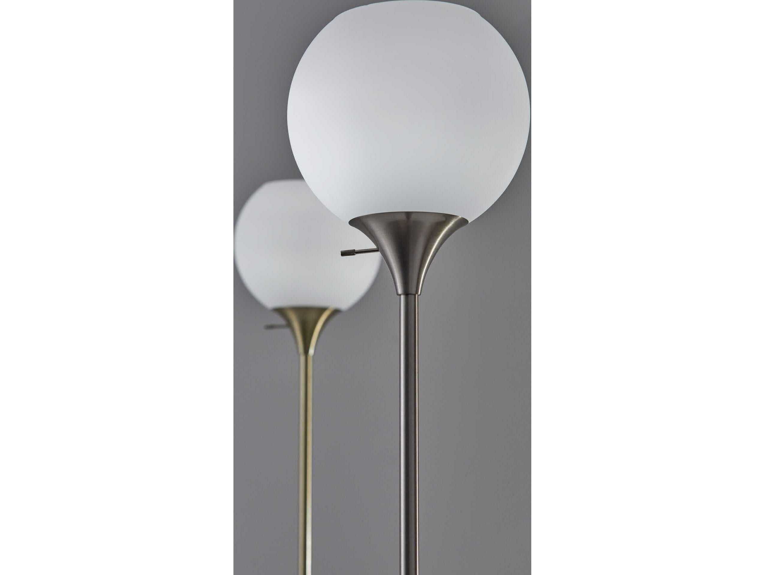 Adesso Fiona Antique Brass White Opal Glass Floor Lamp