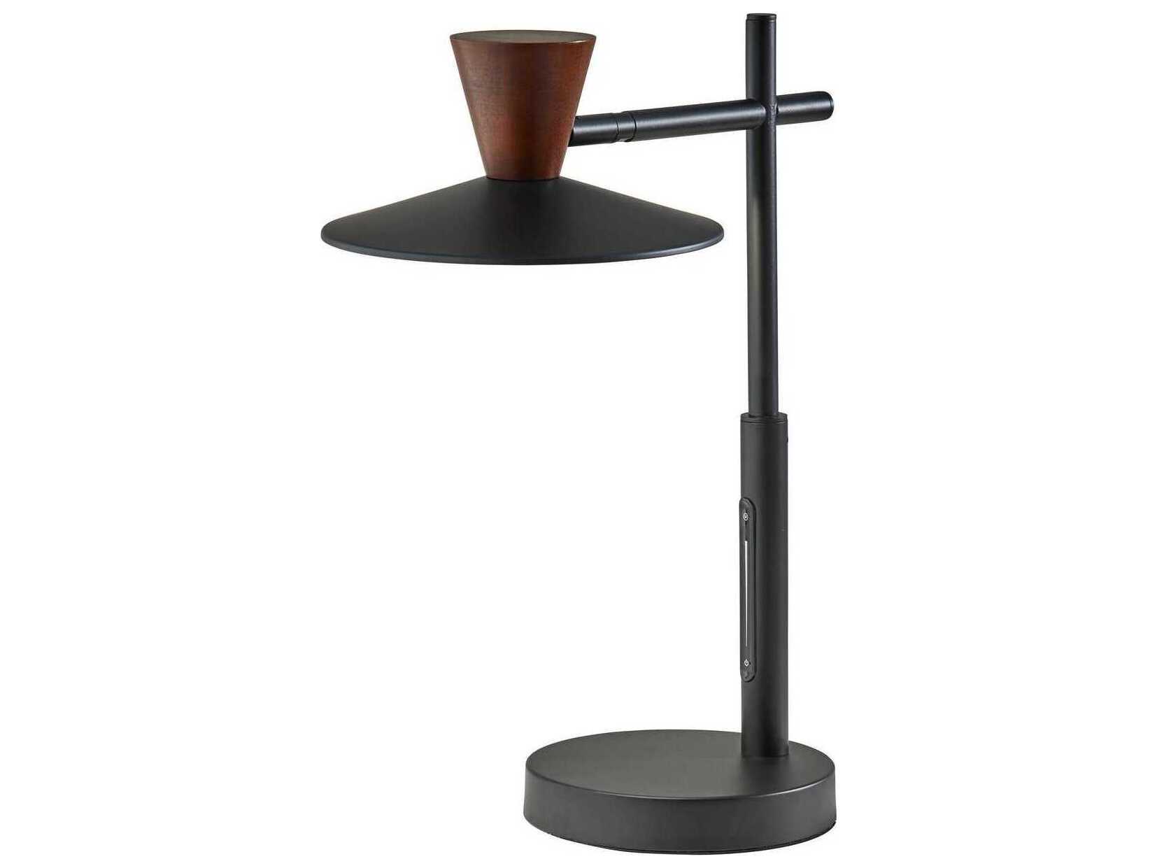 Adesso Elmore Black Walnut Wood Metal Desk Lamp