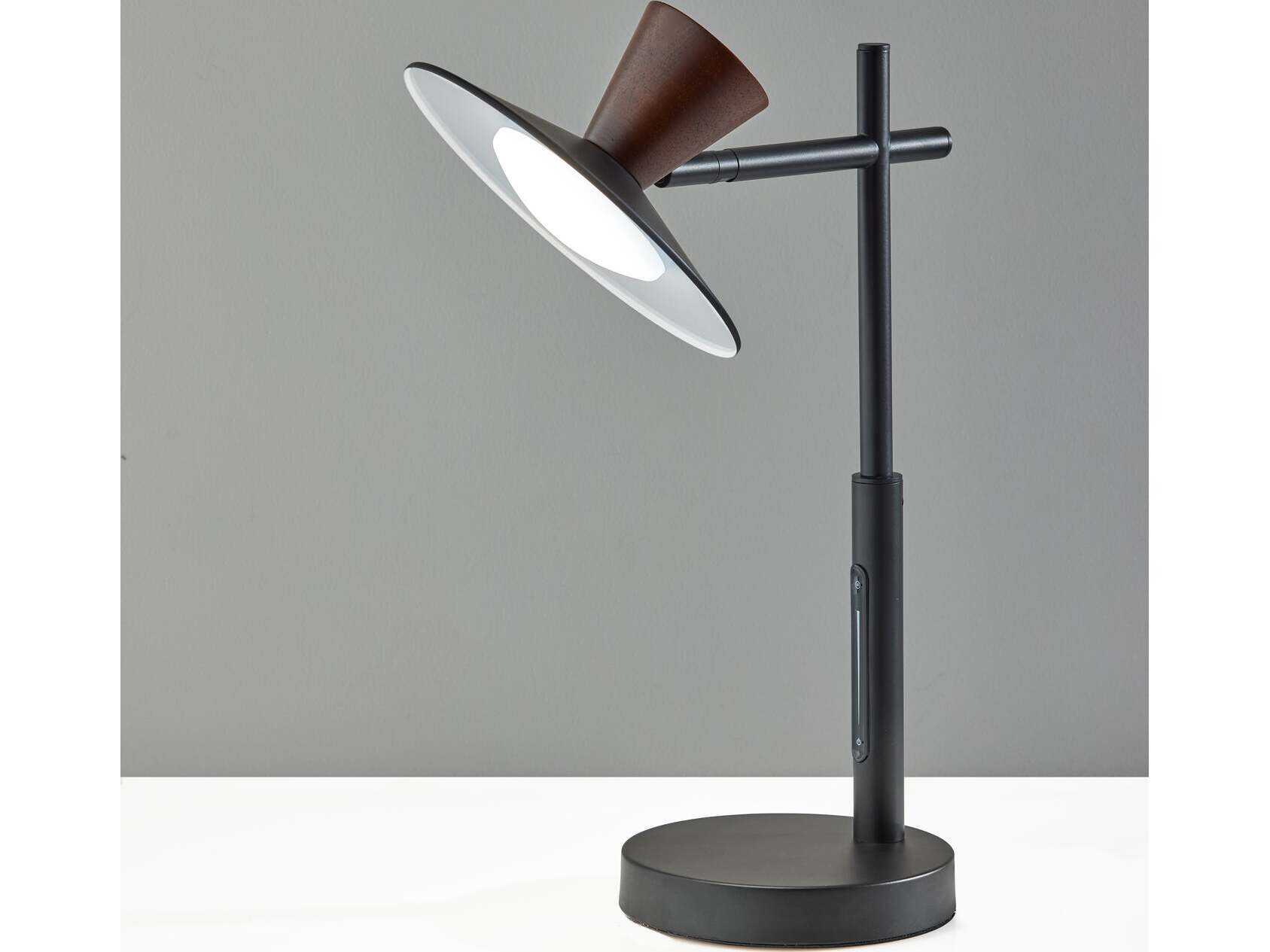 Adesso Elmore Black Walnut Wood Metal Desk Lamp