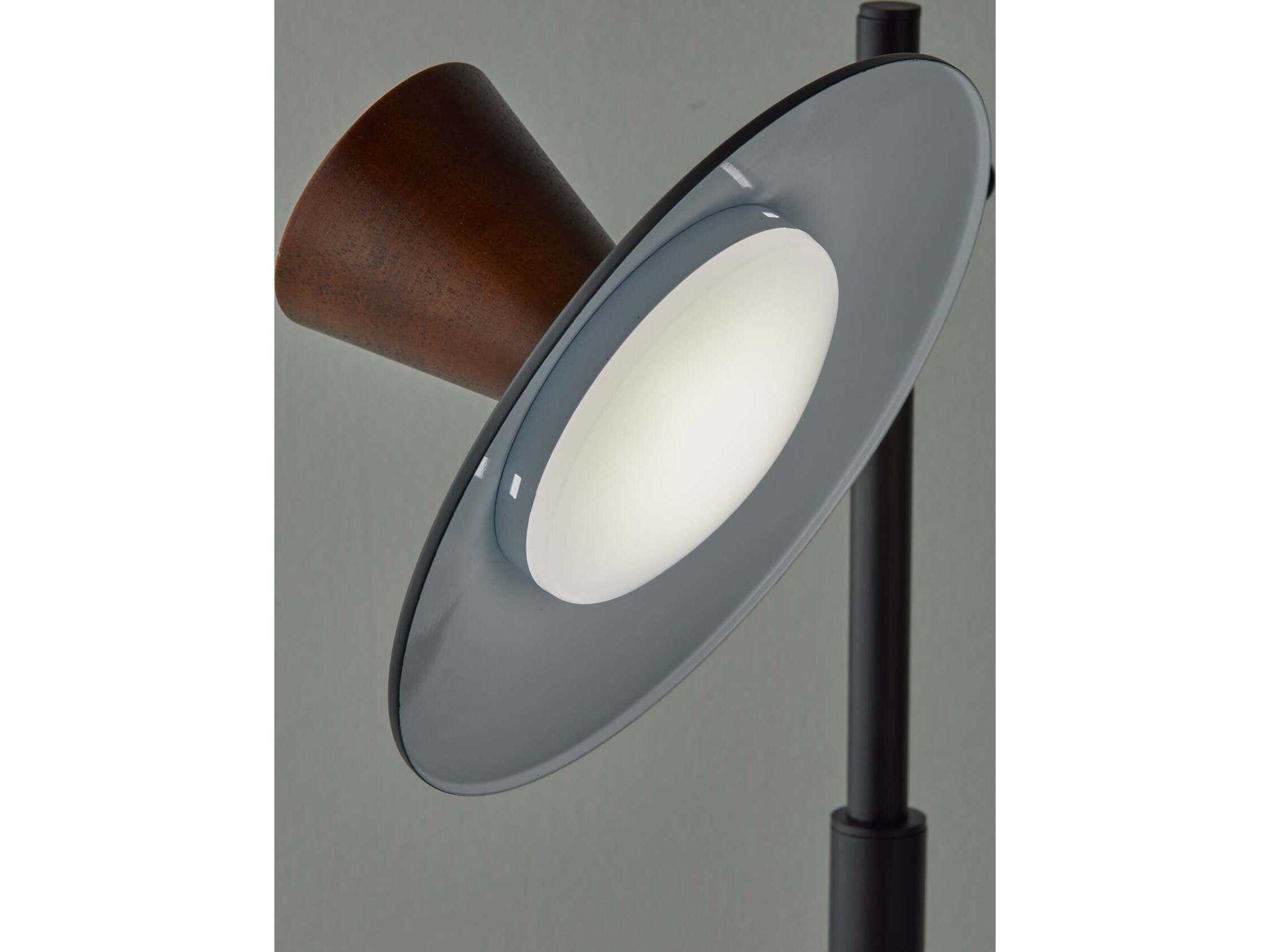 Adesso Elmore Black Walnut Wood Metal Desk Lamp