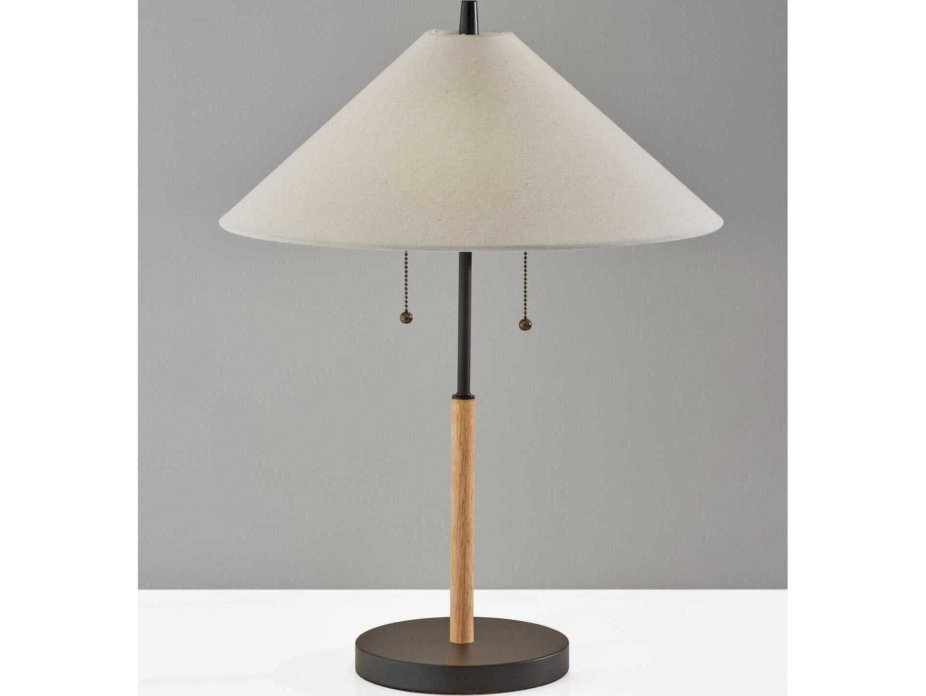 Adesso Palmer Black Natural White Textured Fabric Table Lamp