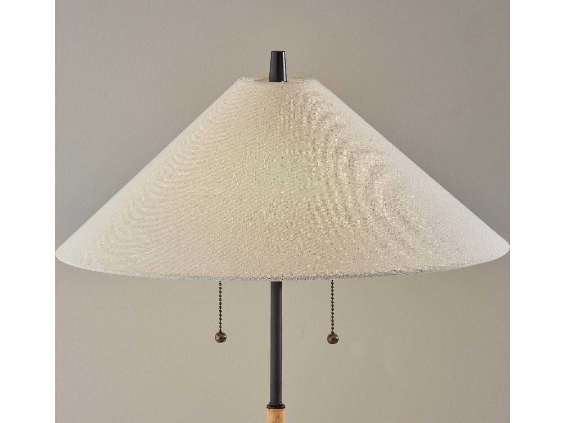 Adesso Palmer Black Natural White Textured Fabric Table Lamp
