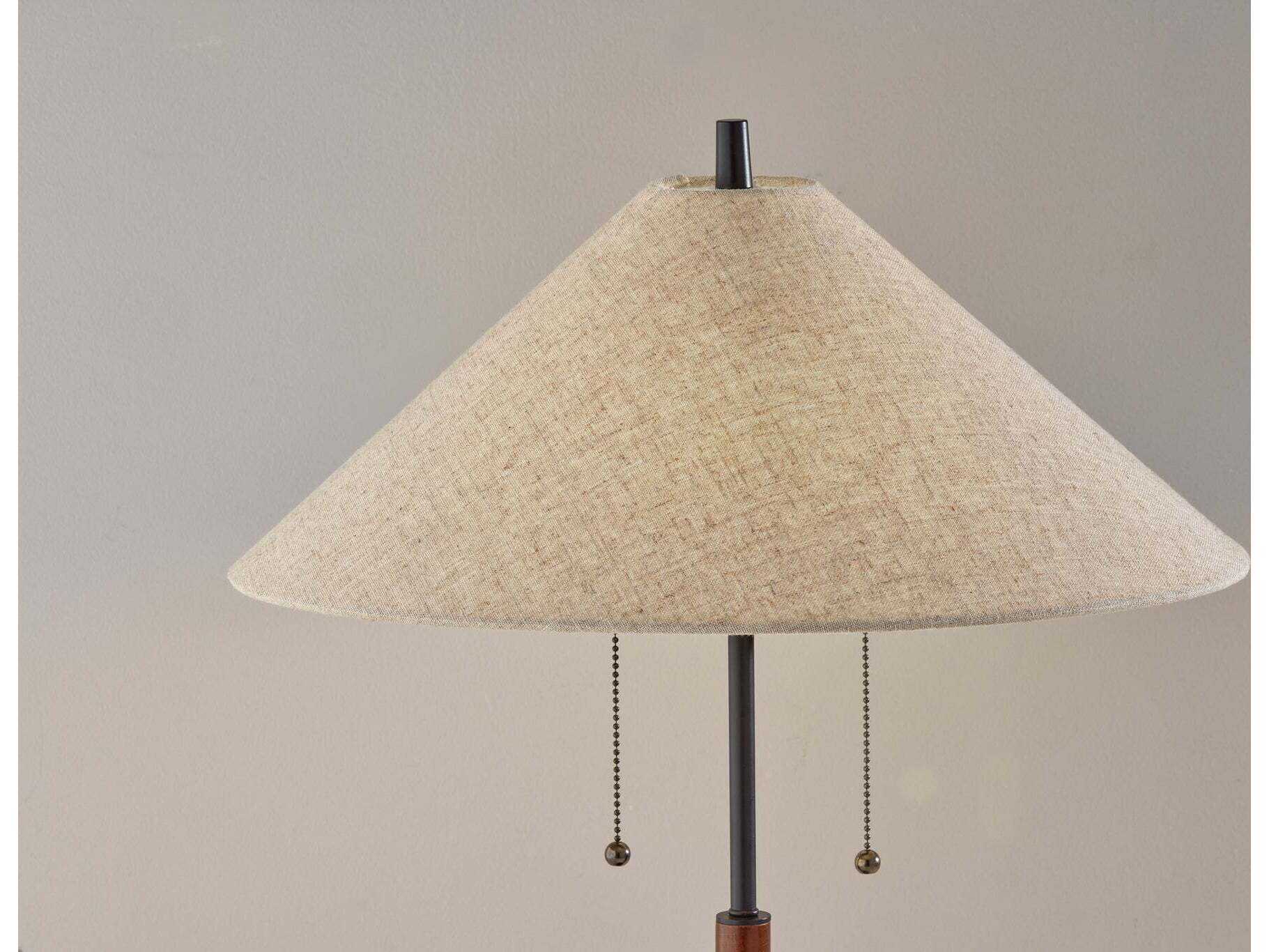 Adesso Palmer Black Walnut Light Brown Textured Fabric Shades Table Lamp