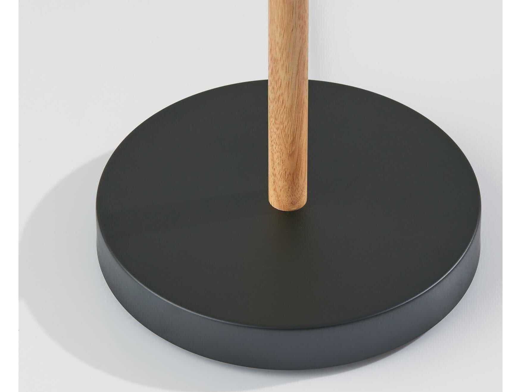 Adesso Palmer Black Natural White Textured Fabric Floor Lamp