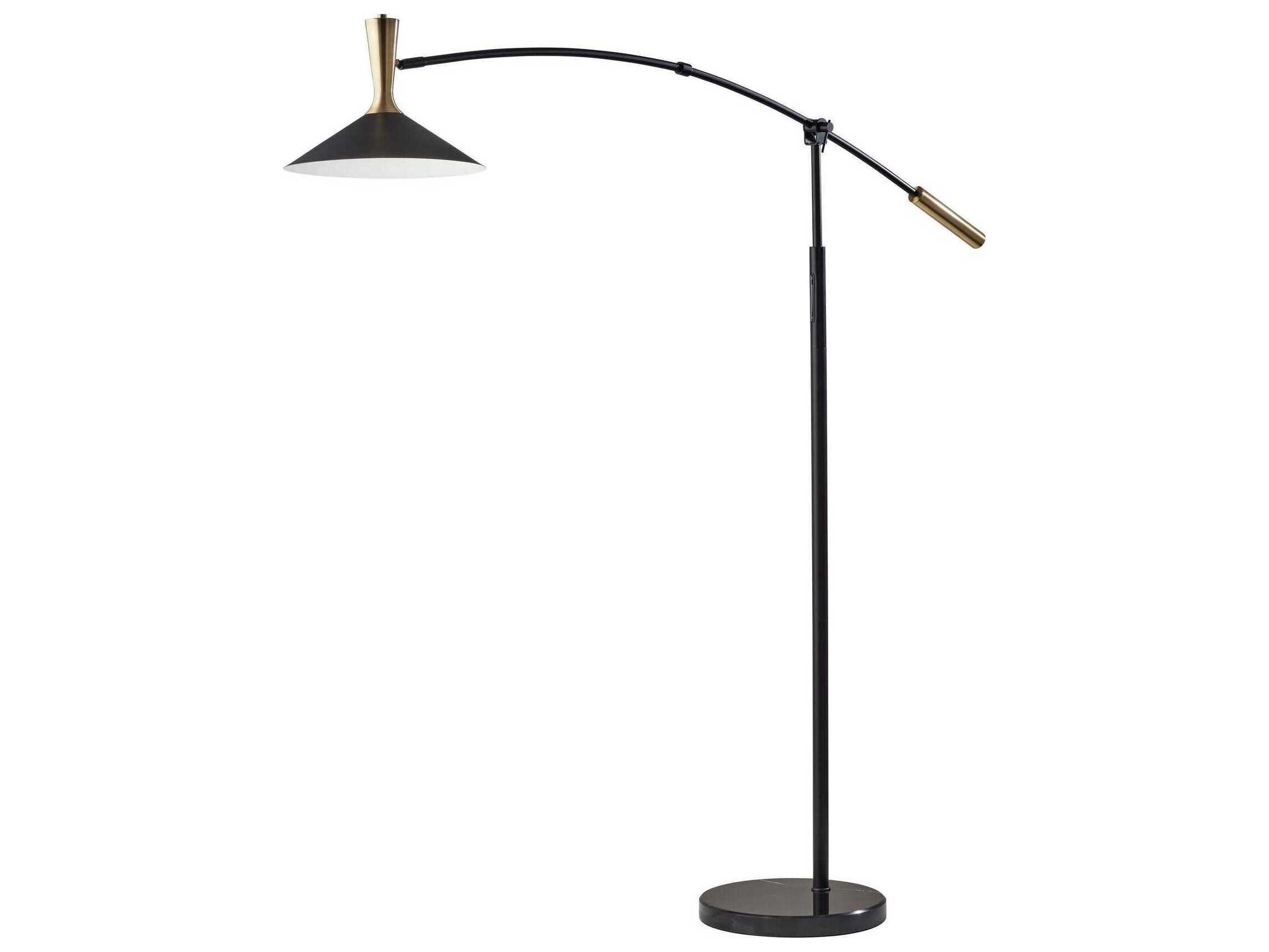 Adesso Bradley Black Antique Brass Metal With Accent Floor Lamp