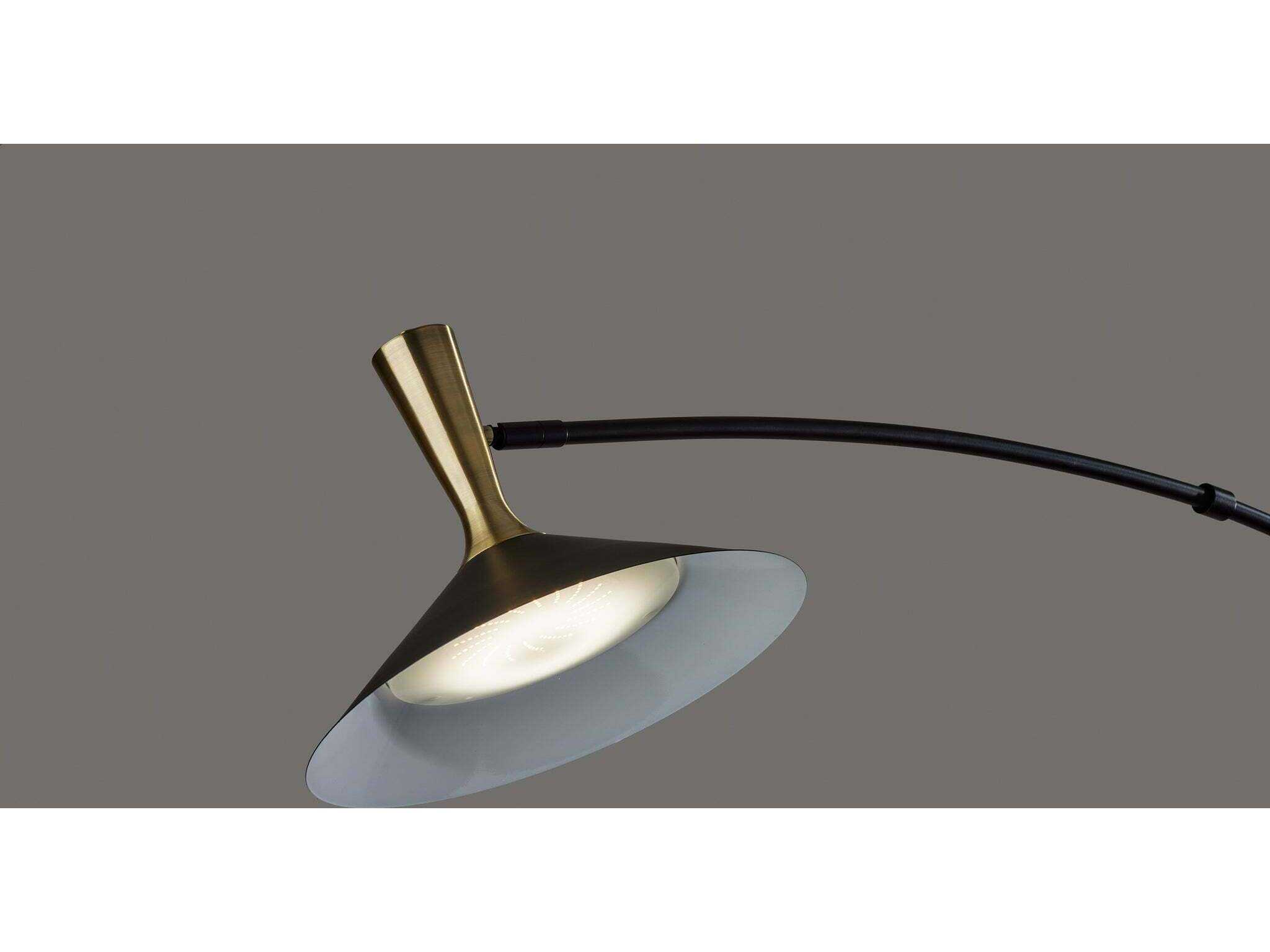 Adesso Bradley Black Antique Brass Metal With Accent Floor Lamp