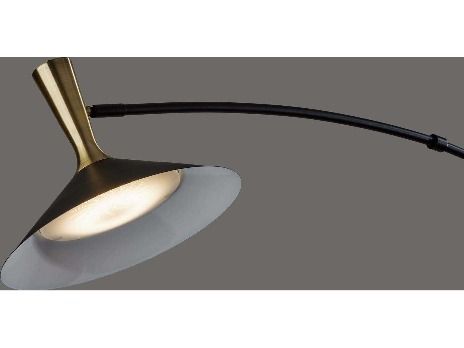 Adesso Bradley Black Antique Brass Metal With Accent Floor Lamp