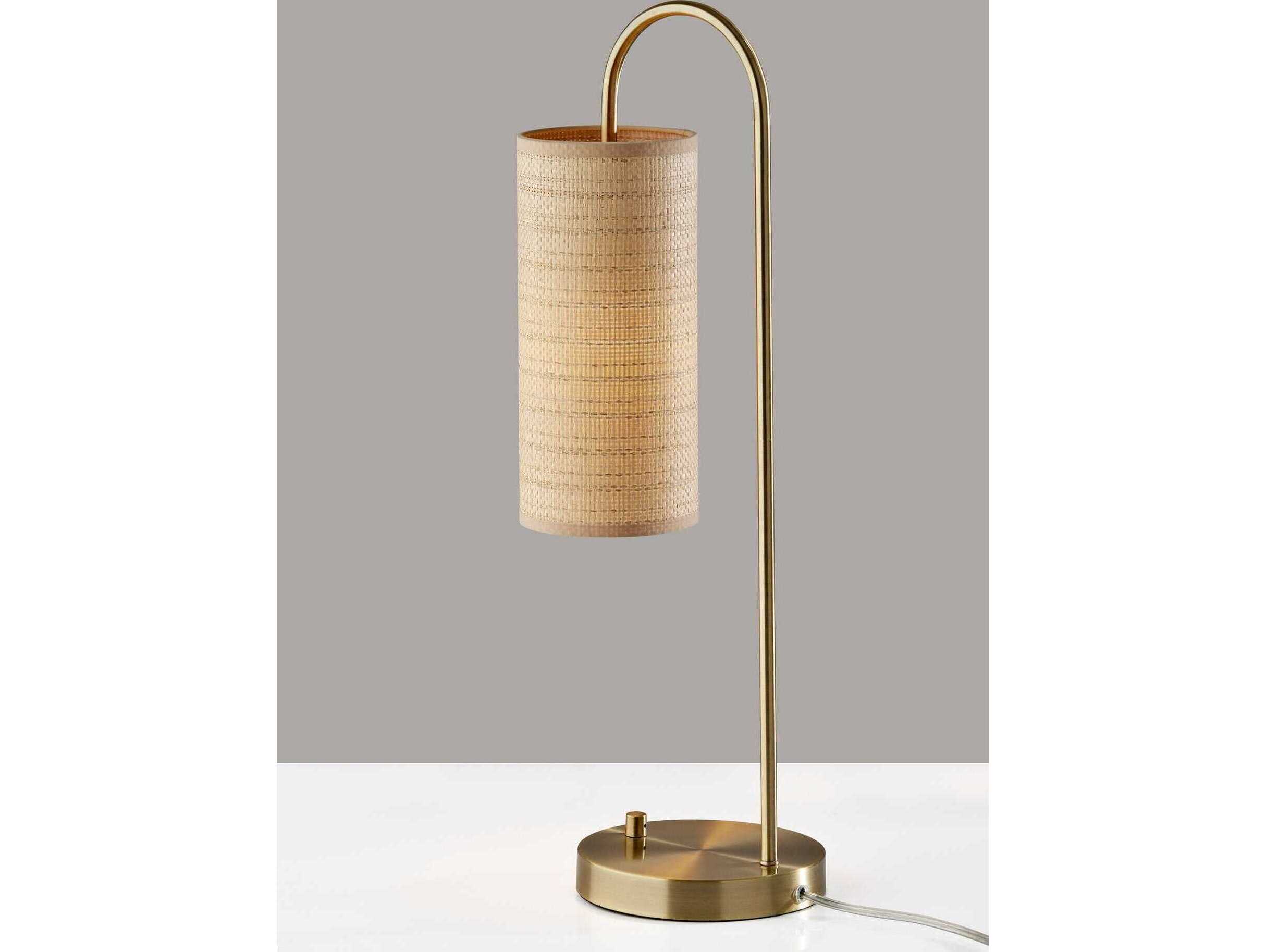 Adesso Mendoza Antique Brass Natural Woven Paper Table Lamp