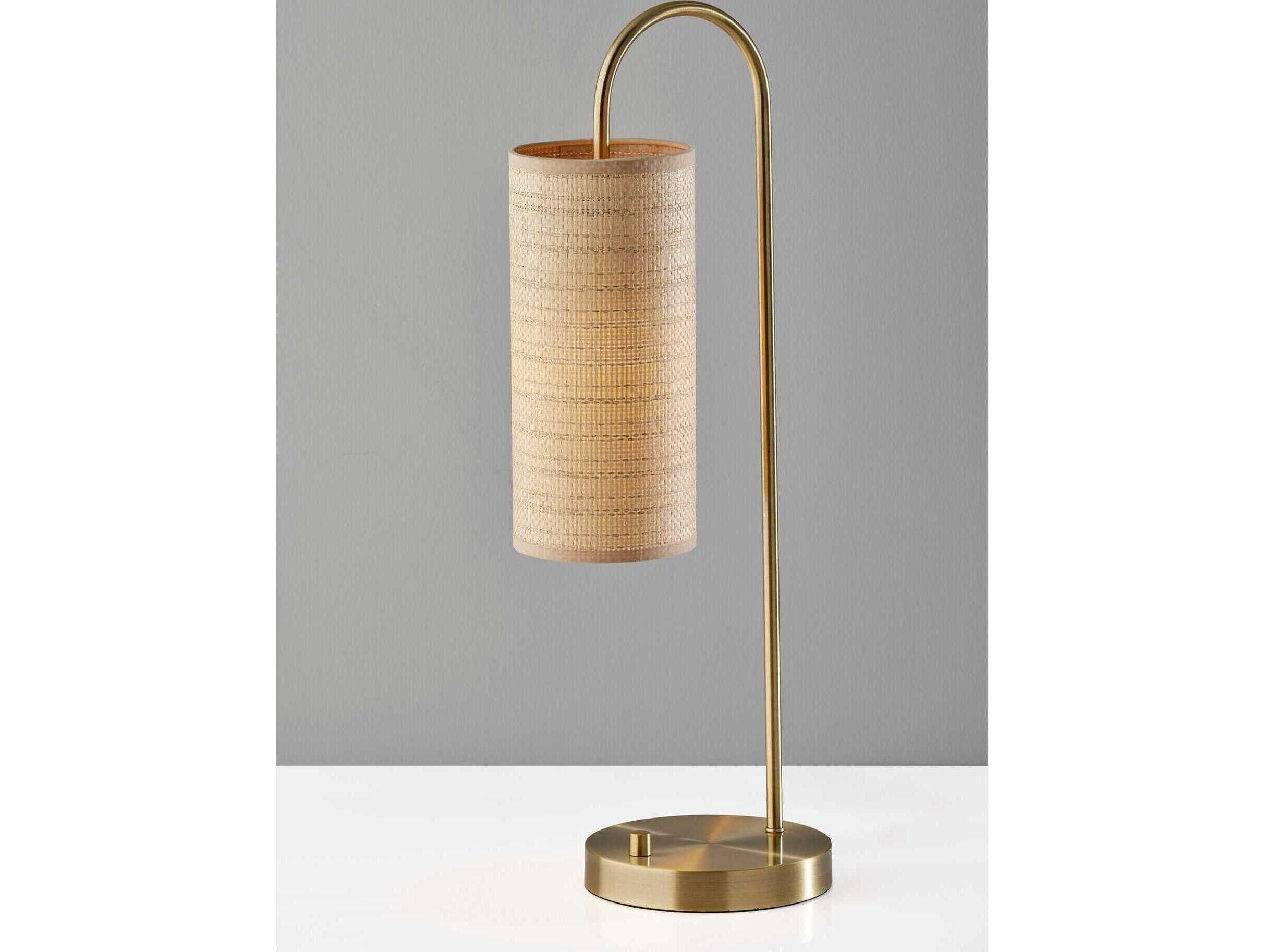 Adesso Mendoza Antique Brass Natural Woven Paper Table Lamp