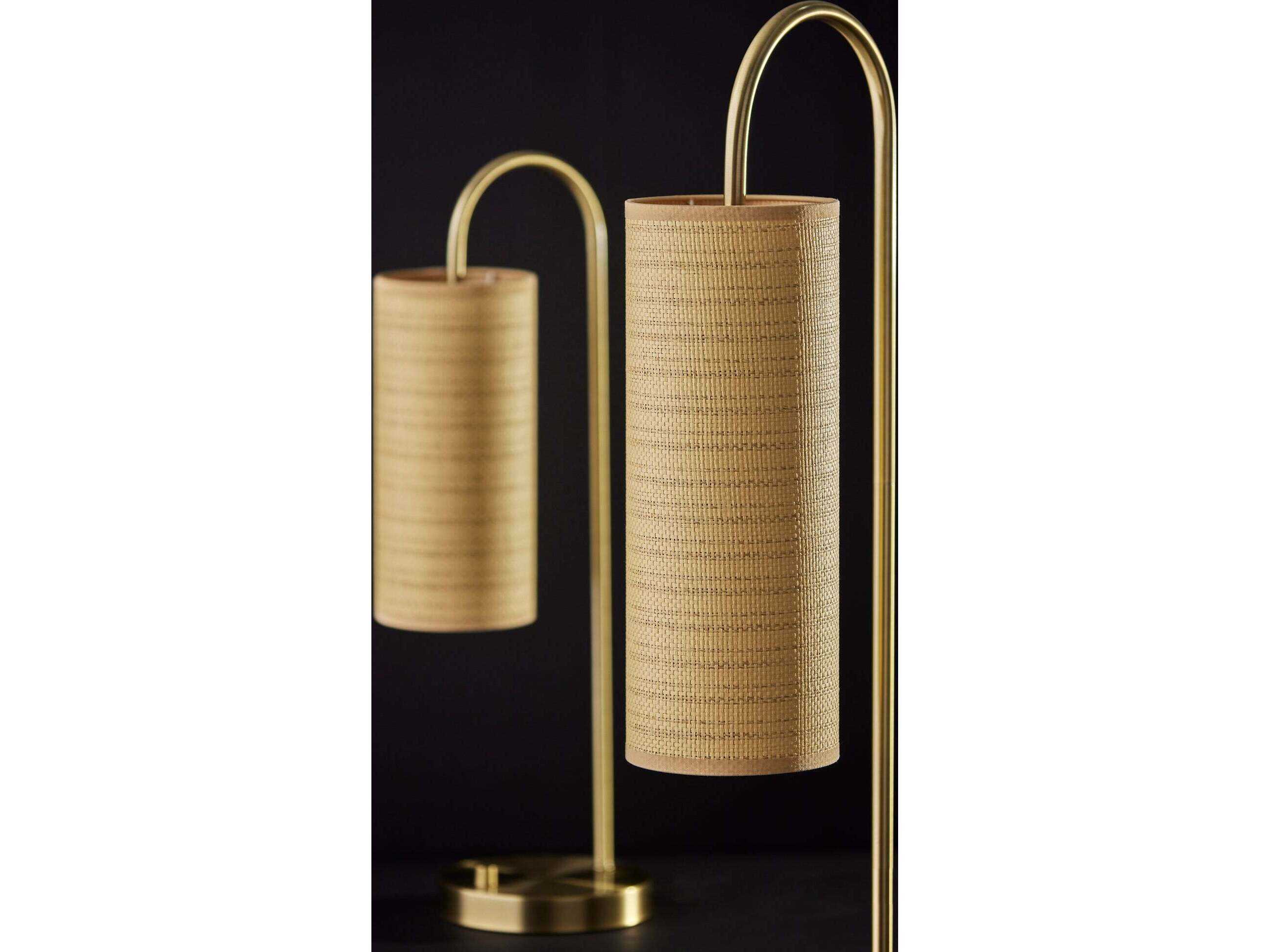 Adesso Mendoza Antique Brass Natural Woven Paper Table Lamp