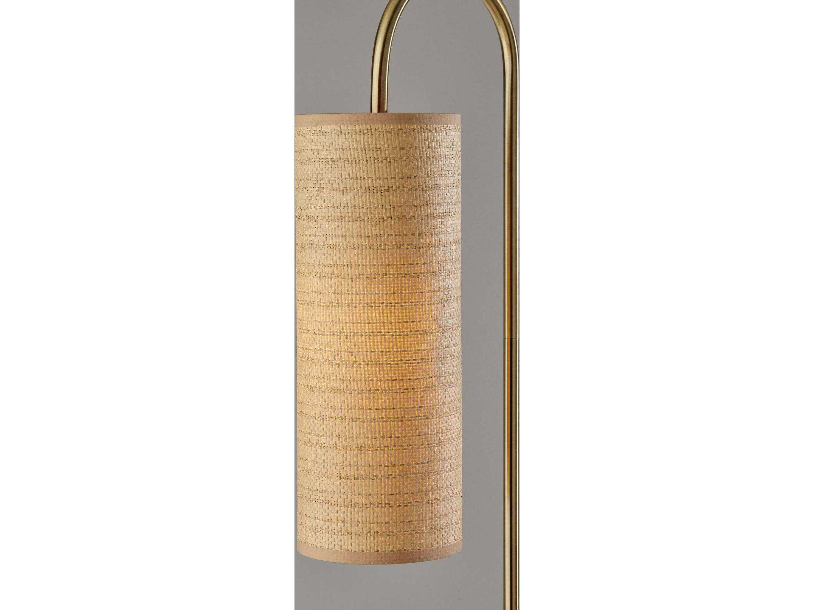 Adesso Mendoza Antique Brass Natural Woven Paper Floor Lamp