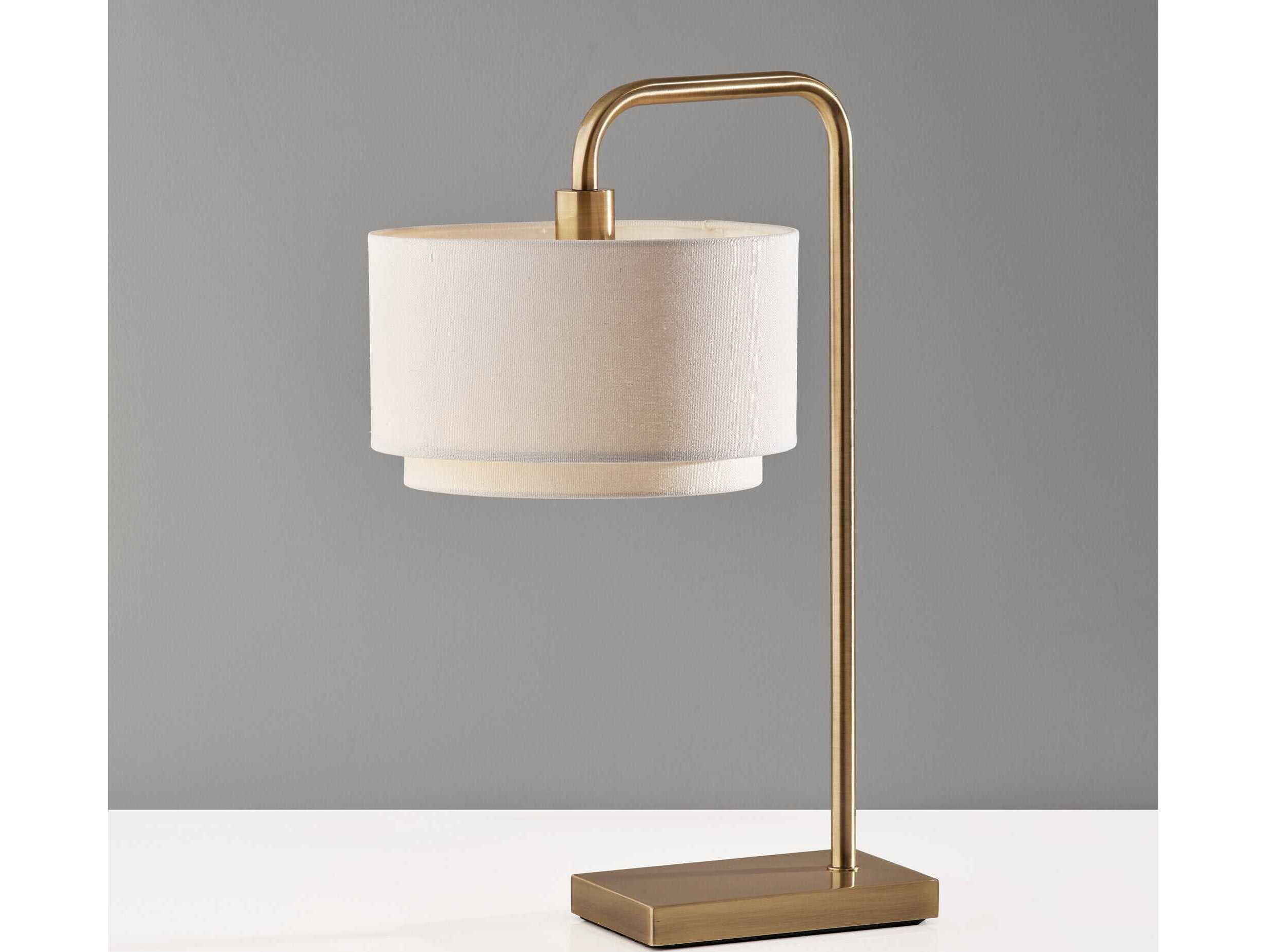 Adesso Brinkley Antique Brass White Fabric Buffet Lamp