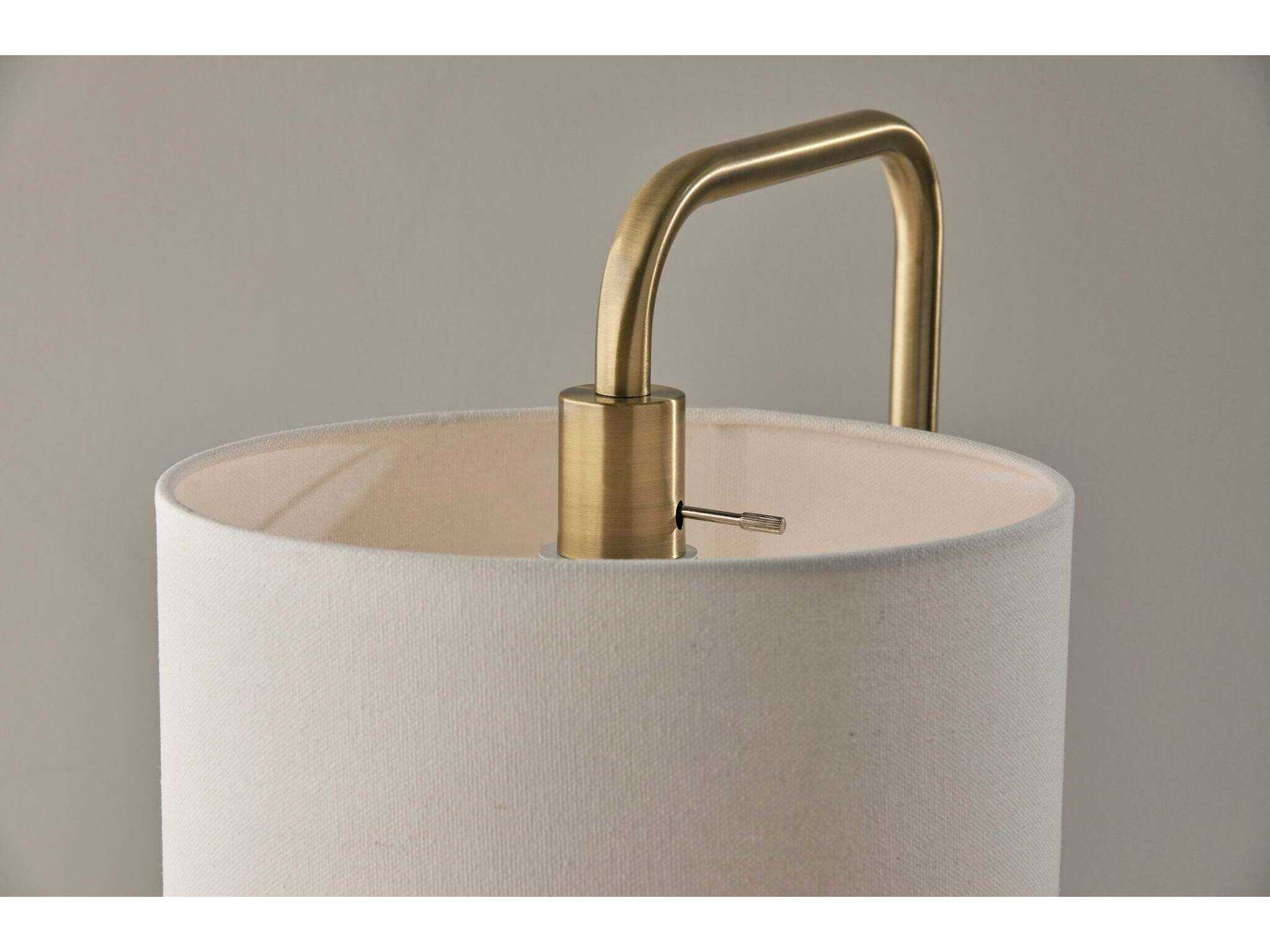 Adesso Brinkley Antique Brass White Fabric Buffet Lamp