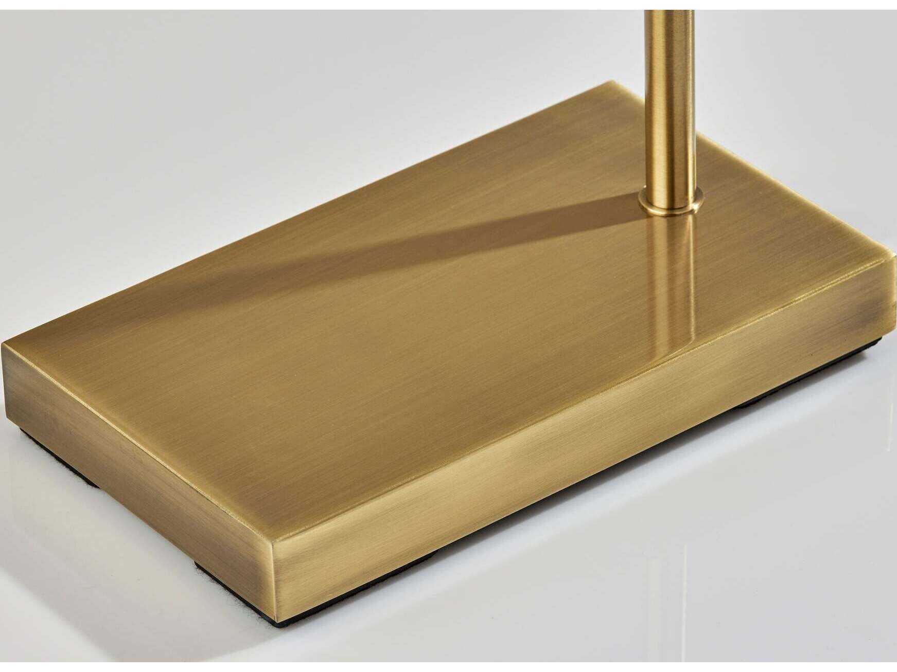 Adesso Brinkley Antique Brass White Fabric Floor Lamp