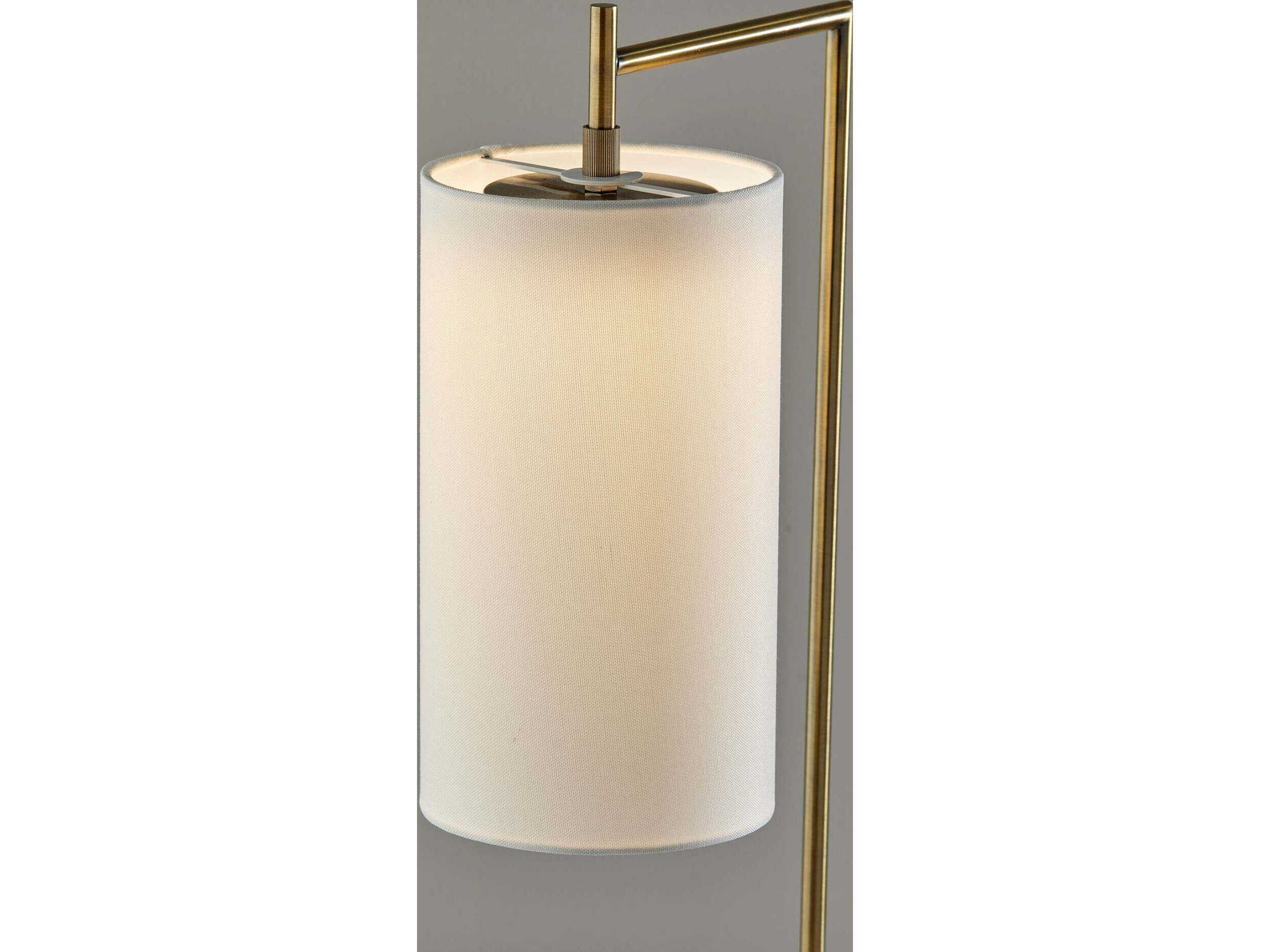 Adesso Matilda Antique Brass White Fabric Table Lamp
