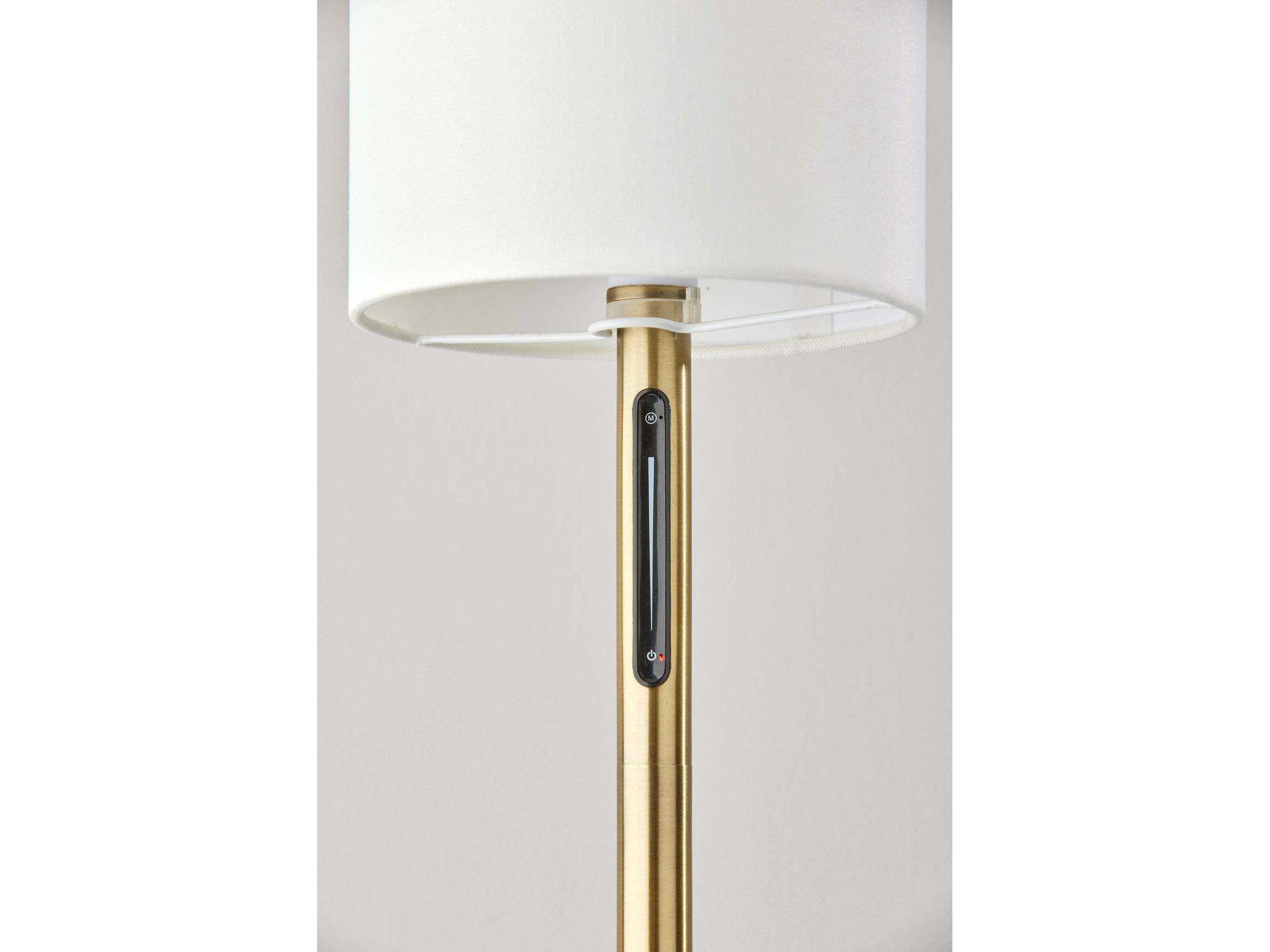 Adesso Matilda Antique Brass White Fabric Floor Lamp