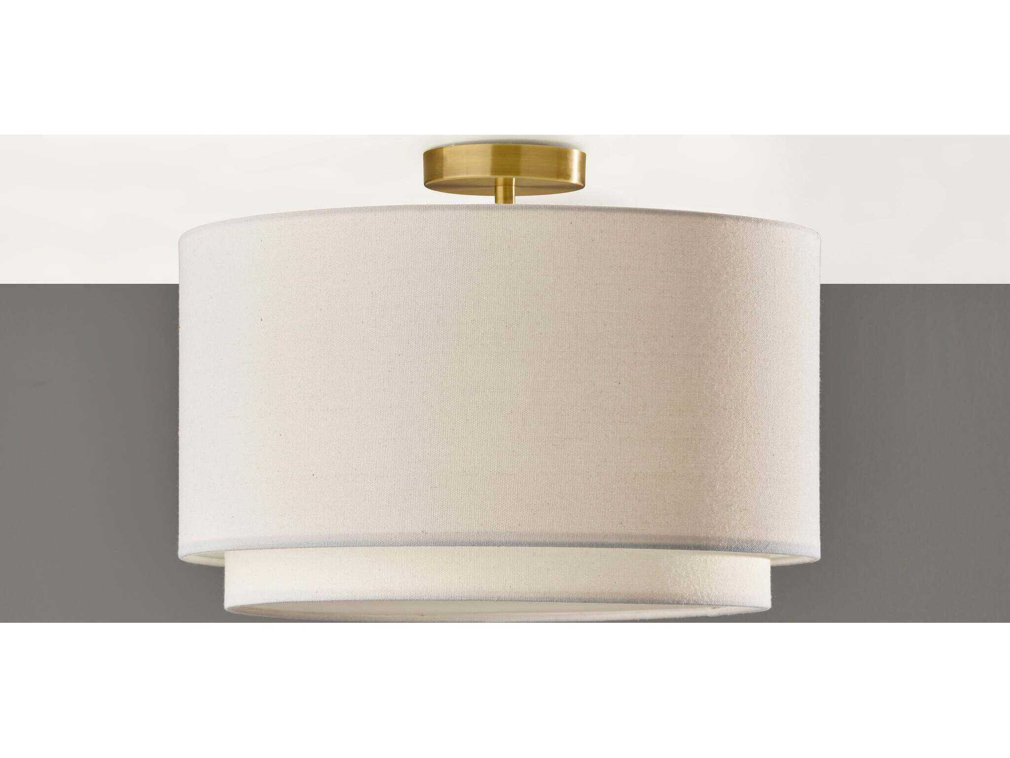 Adesso Finley Antique Brass Drum Flush Mount