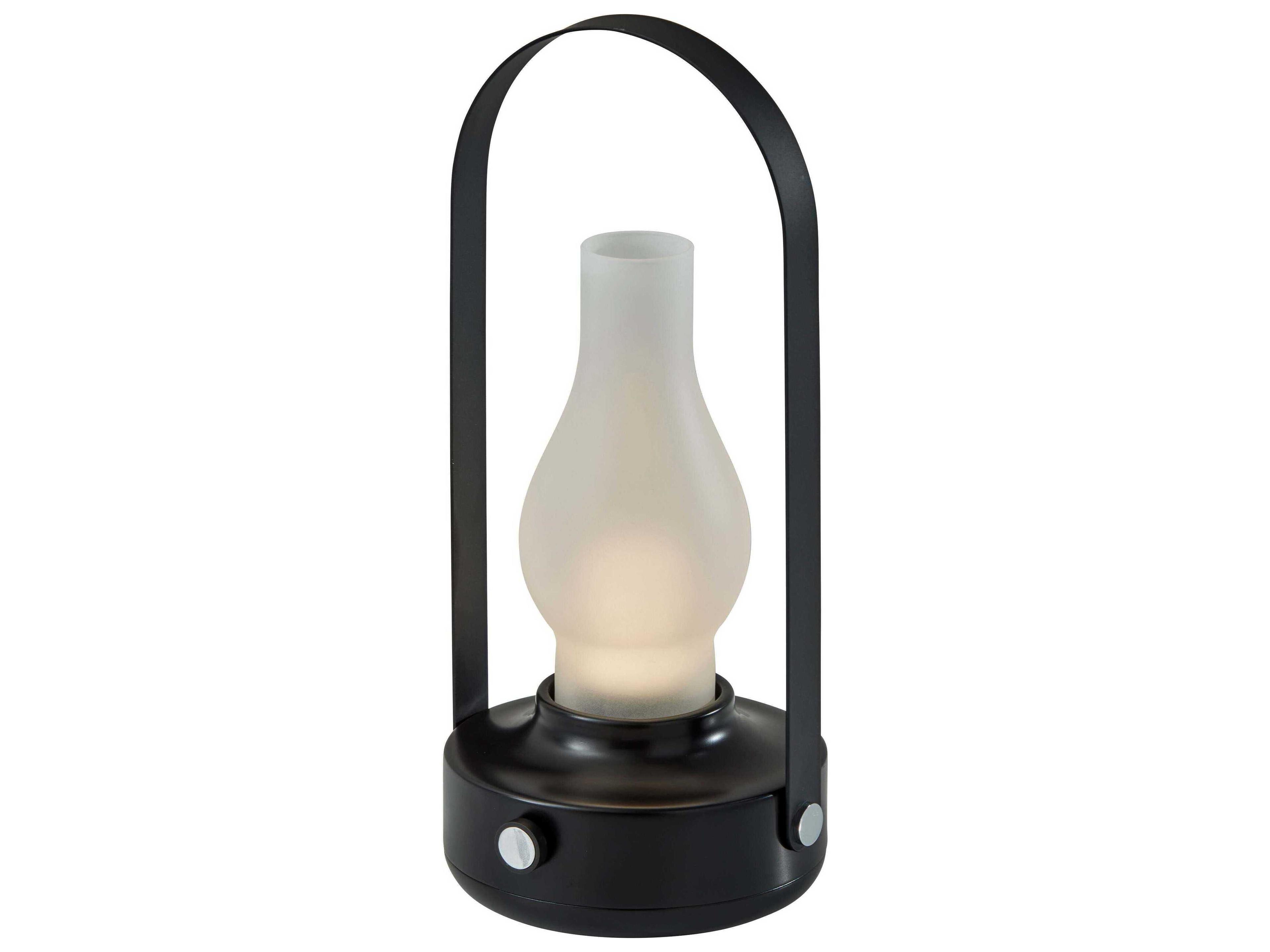 Adesso Eddy Black Frosted Glass Table Lamp