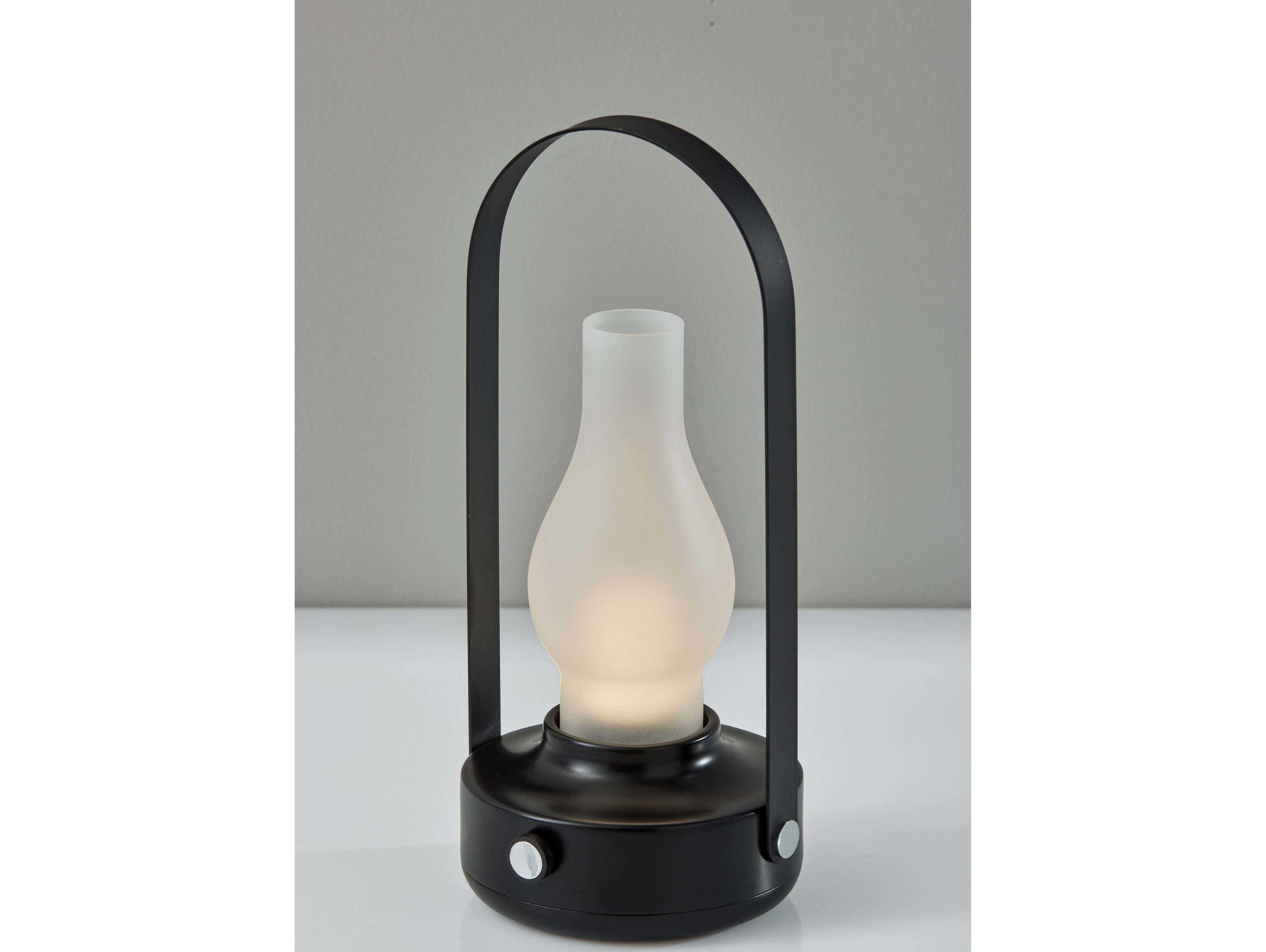 Adesso Eddy Black Frosted Glass Table Lamp