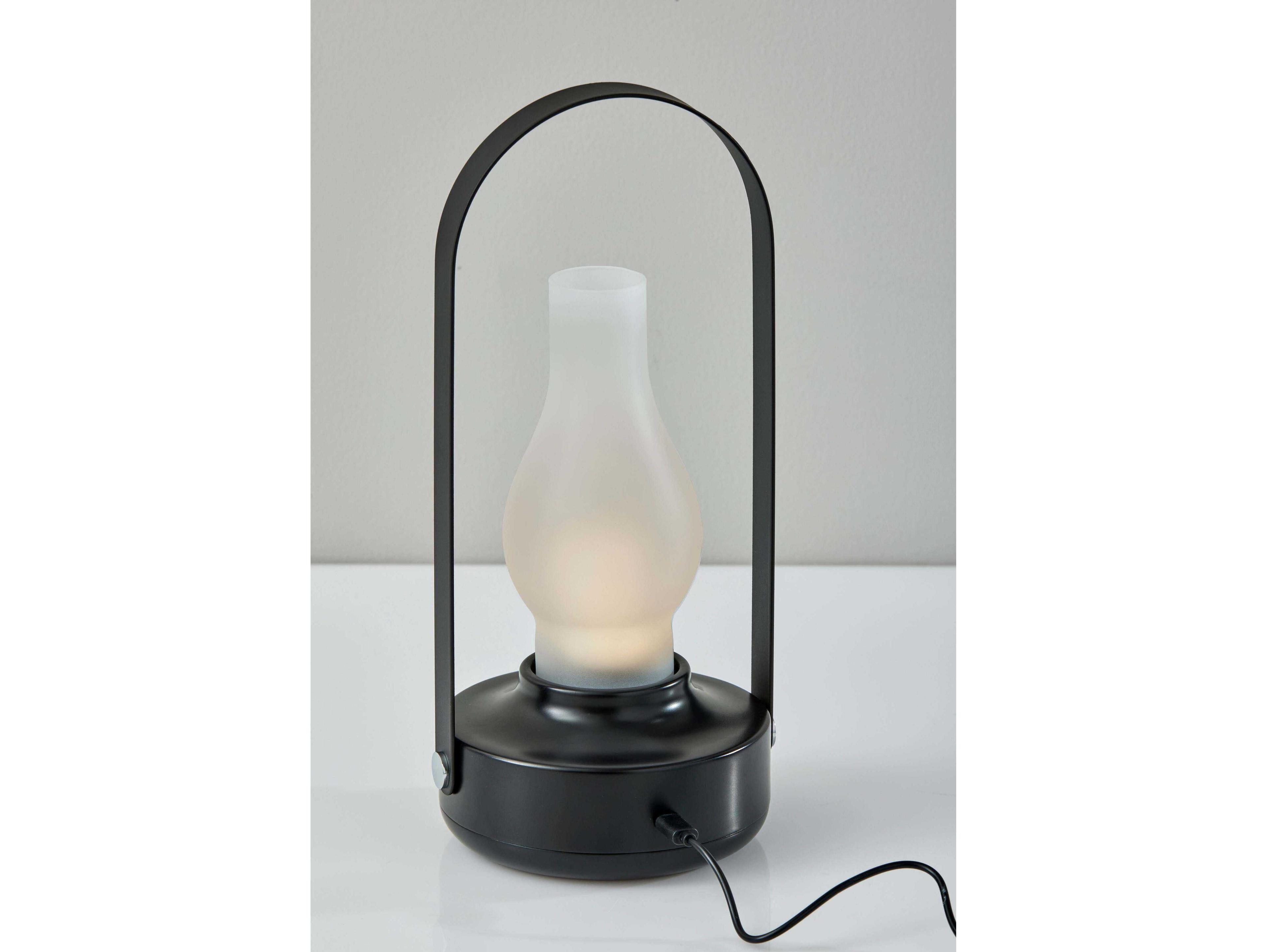 Adesso Eddy Black Frosted Glass Table Lamp