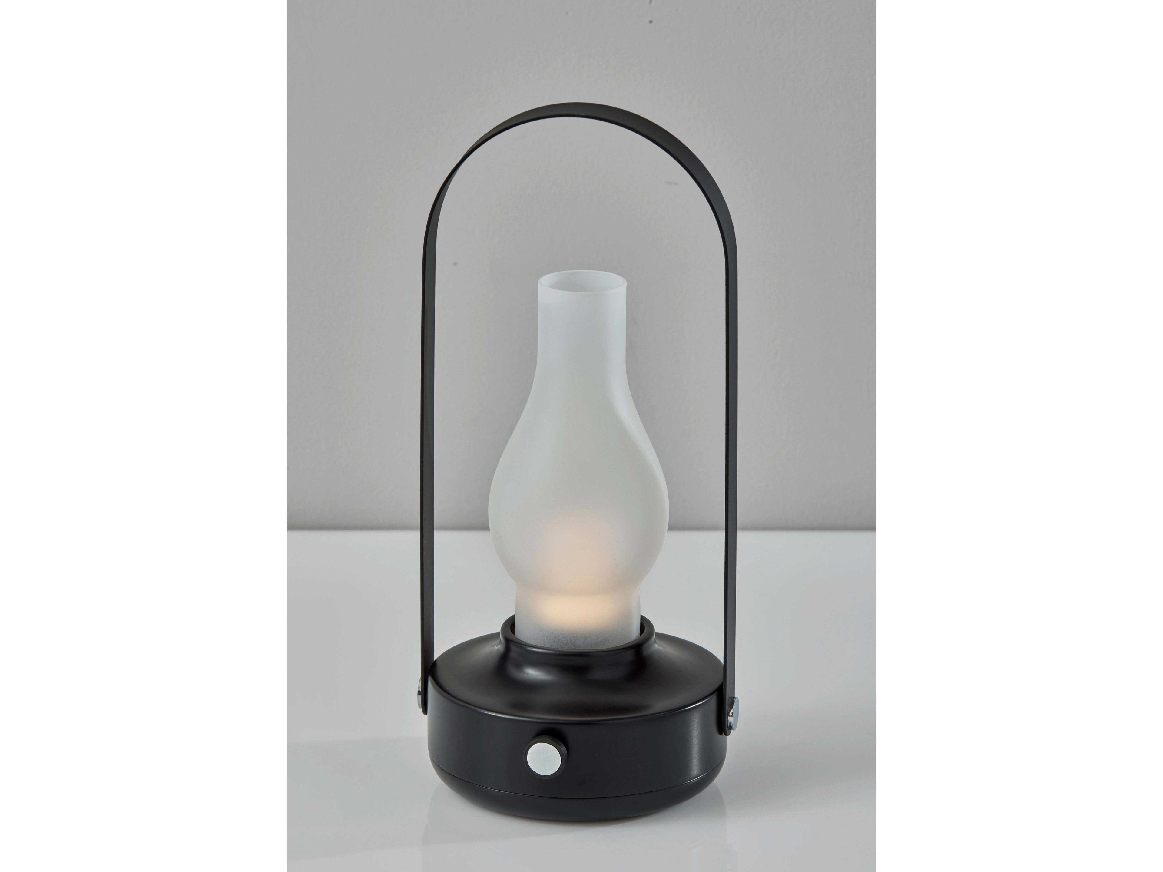 Adesso Eddy Black Frosted Glass Table Lamp