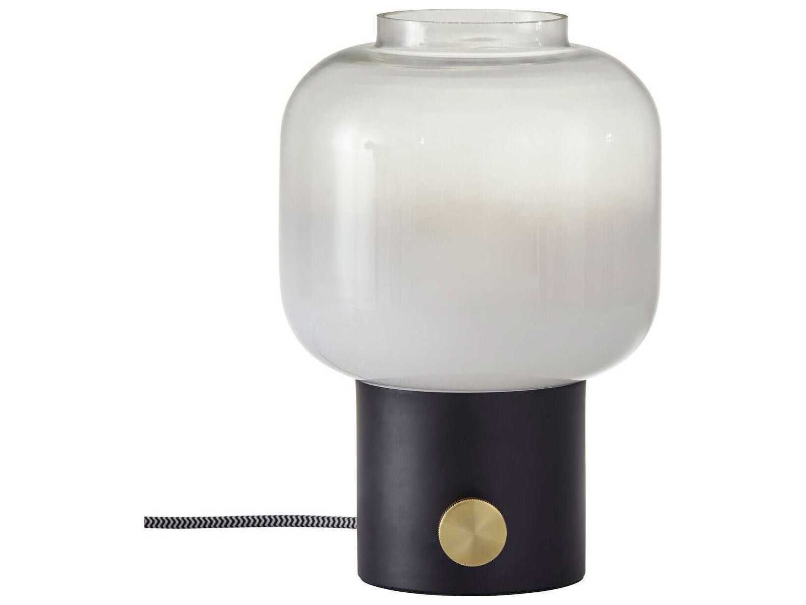 Adesso Lewis Matte Black Antique Brass White To Clear Glass Table Lamp