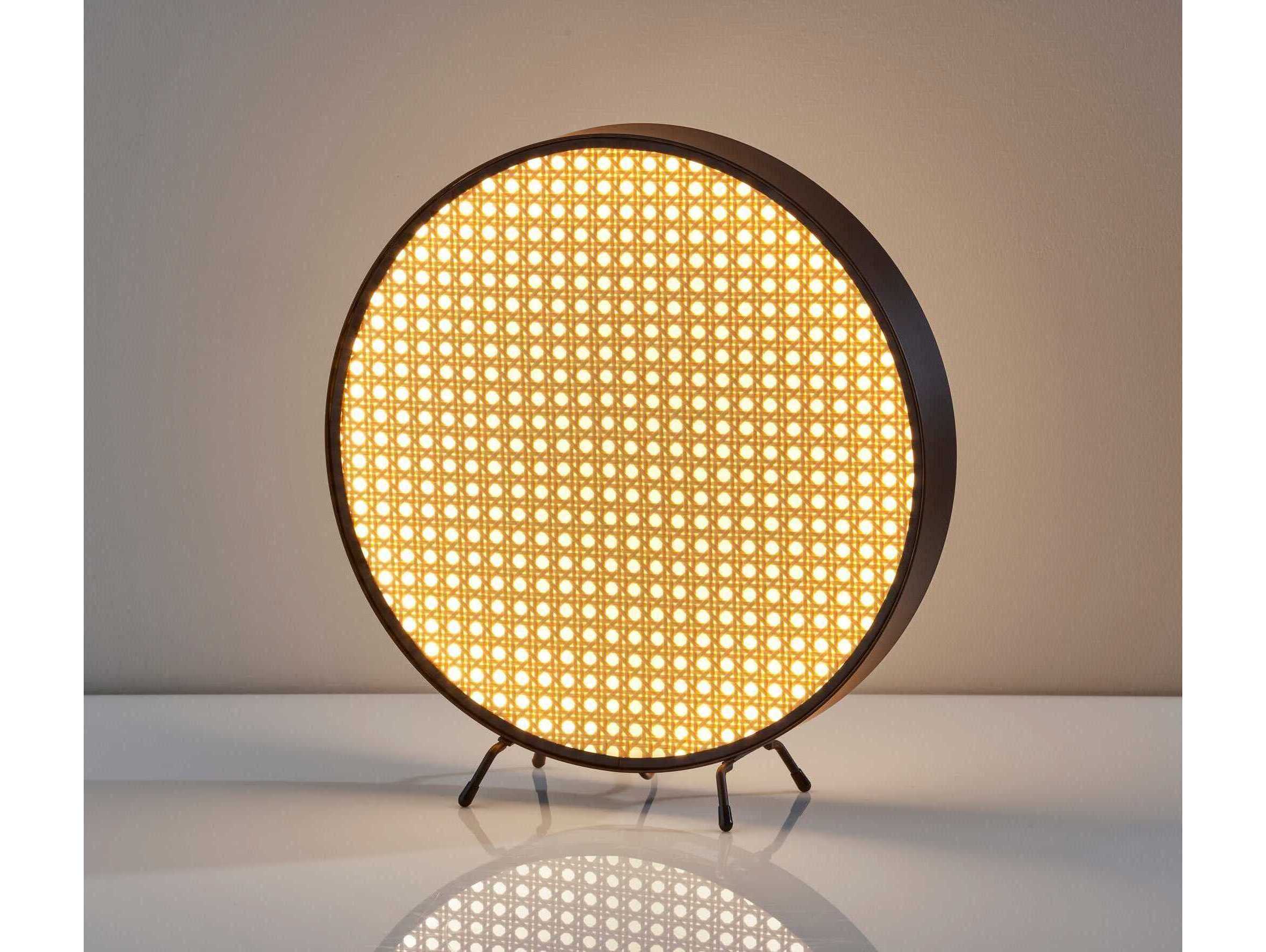 Adesso Atwood Black Plastic Webbed Rattan Table Lamp