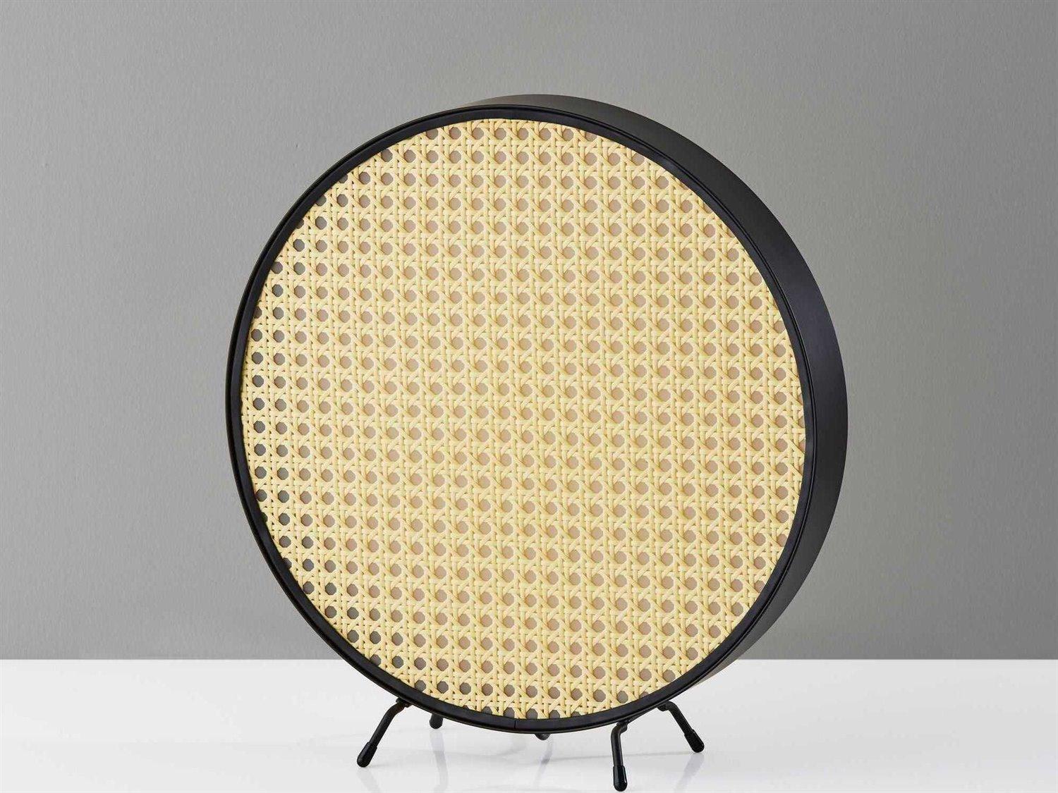 Adesso Atwood Black Plastic Webbed Rattan Table Lamp