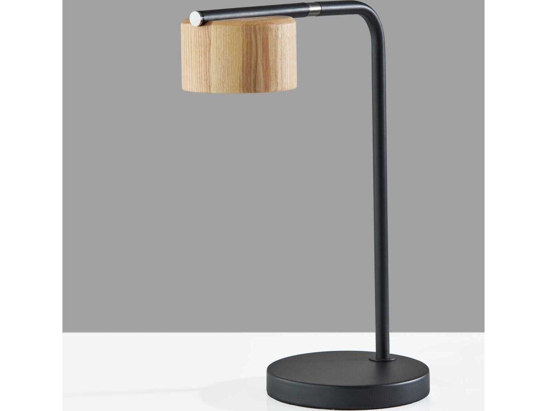 Adesso Roman Black Natural Wood Desk Lamp
