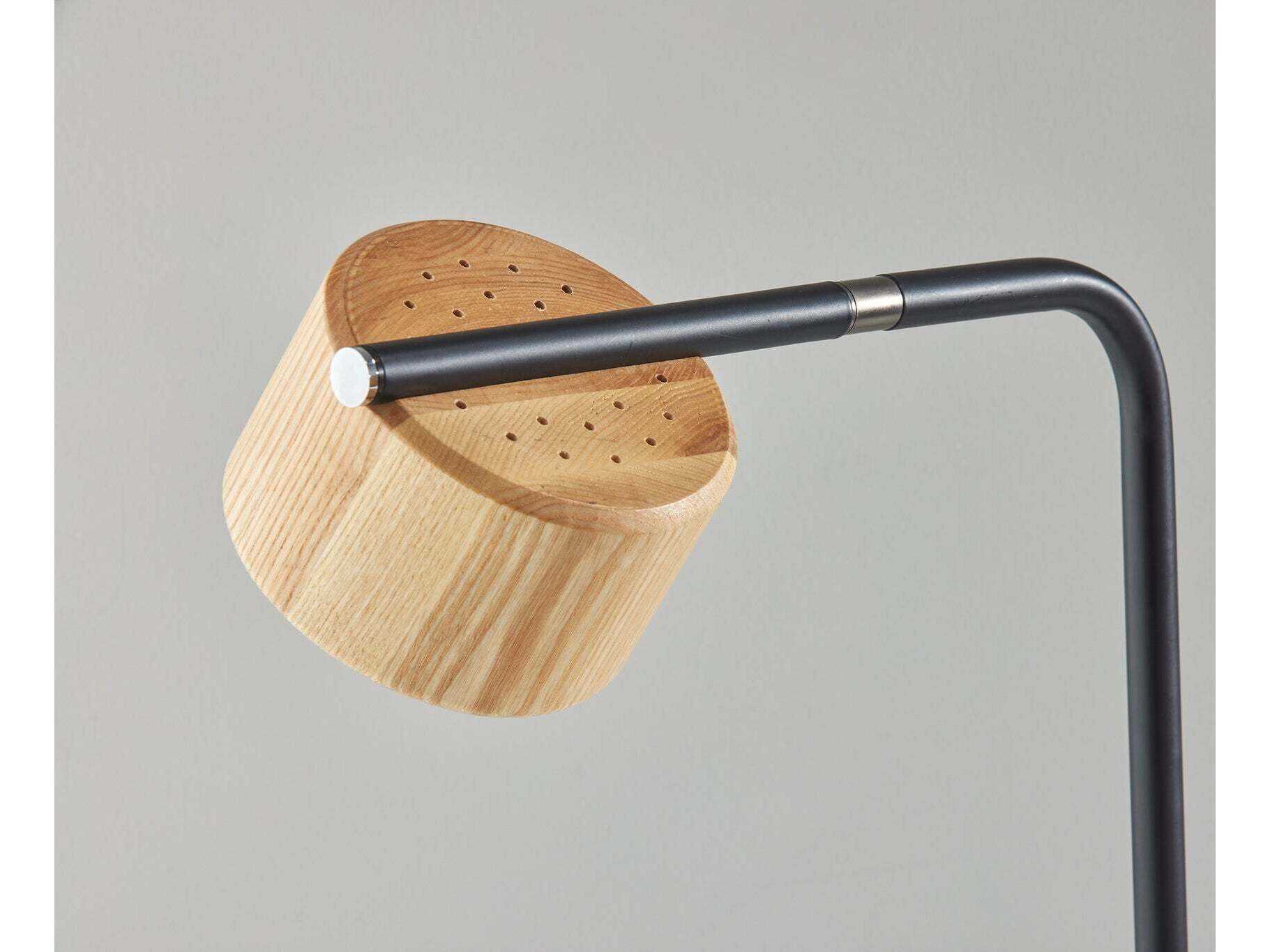 Adesso Roman Black Natural Wood Desk Lamp