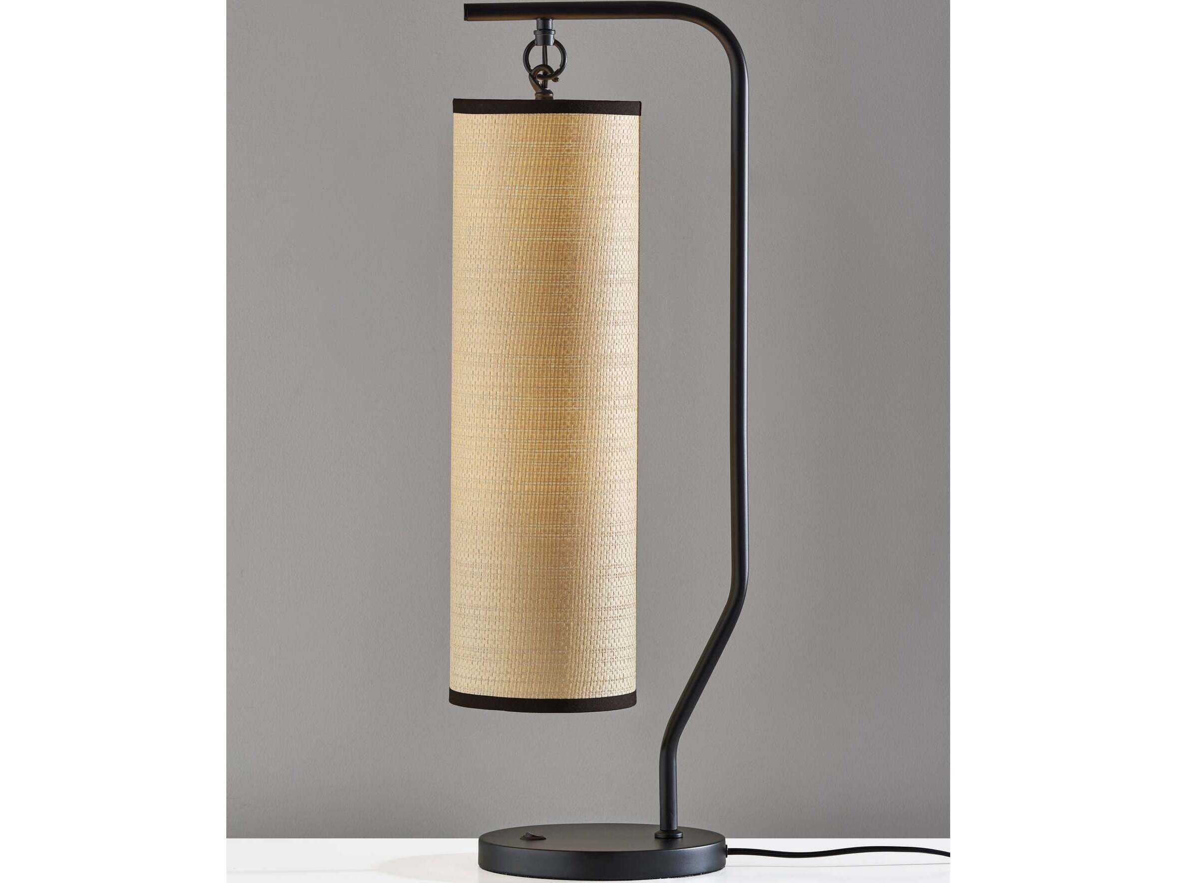 Adesso Lyons Black Natural Woven Paper With Trim Buffet Lamp